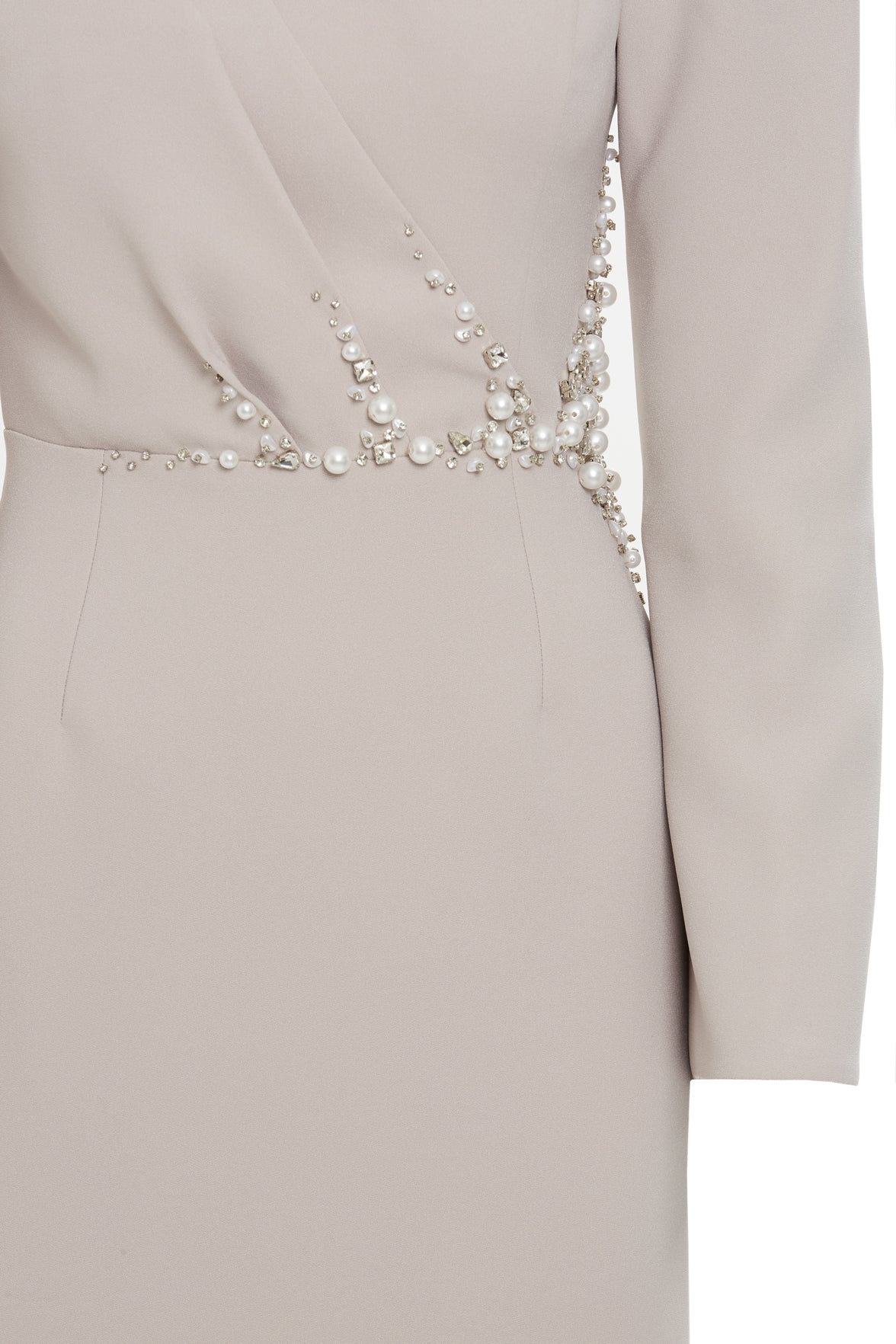 Grey Long Dress with Embroidery Detail