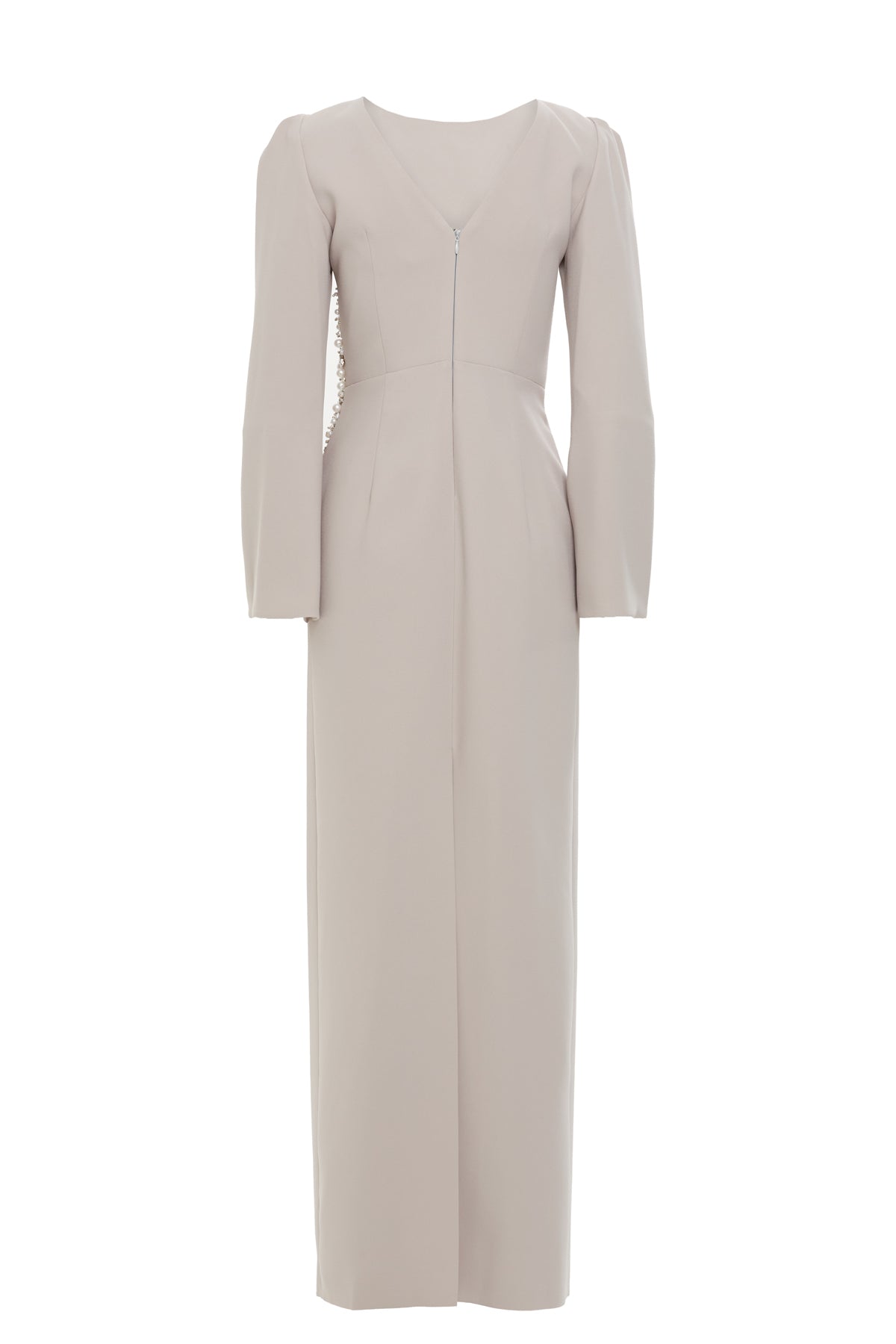 Grey Long Dress with Embroidery Detail