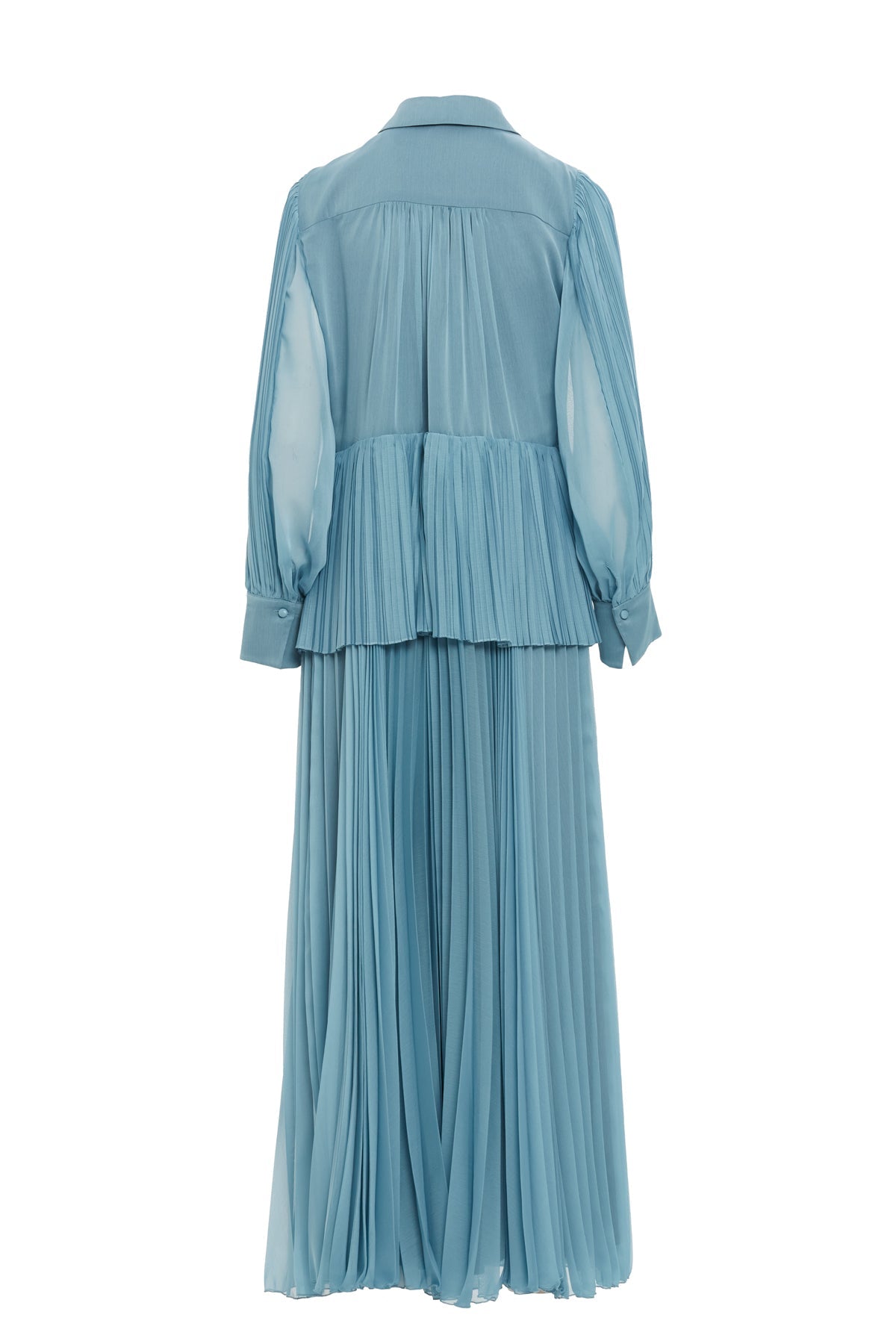Blue Pleated Maxi Dress