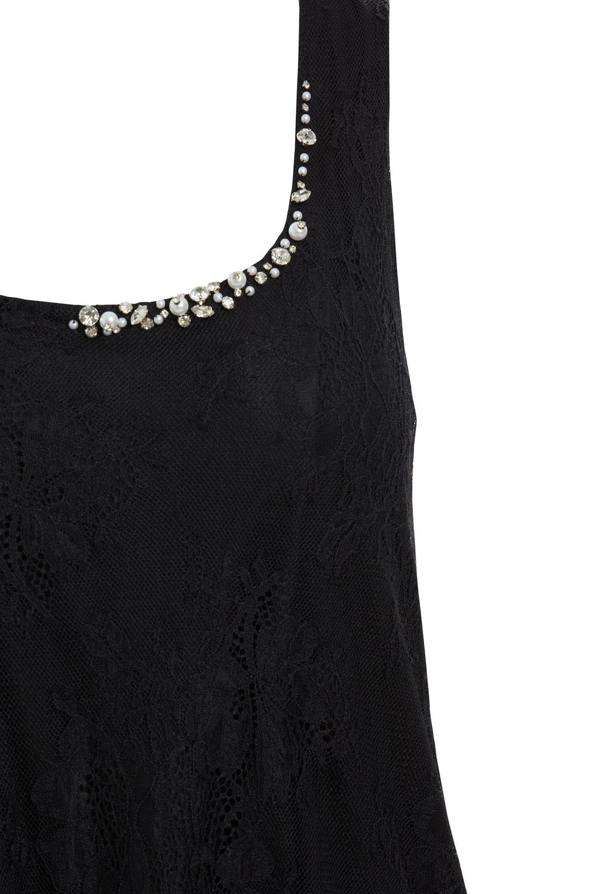 Black Stone Embellished Lace Blouse