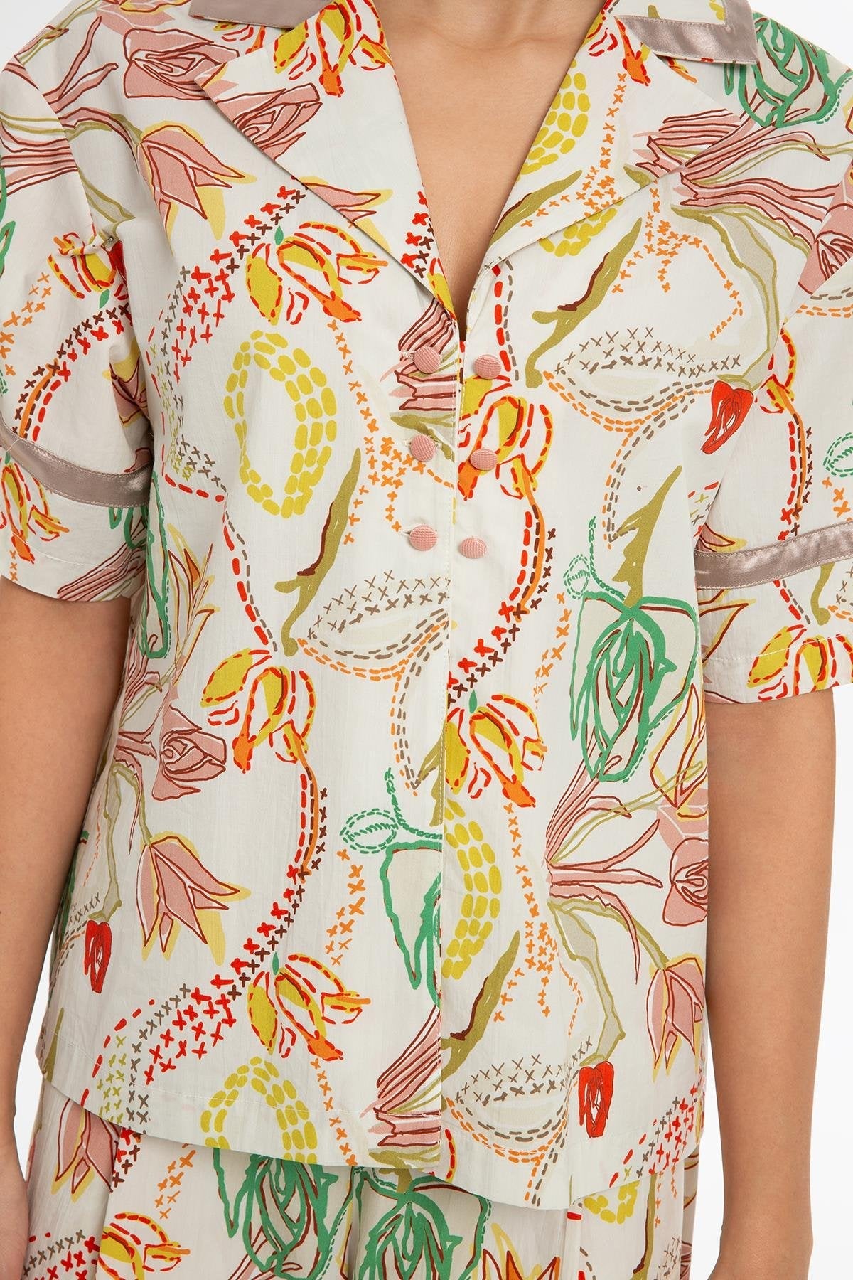 Patterned Short-Sleeve Cotton Shirt