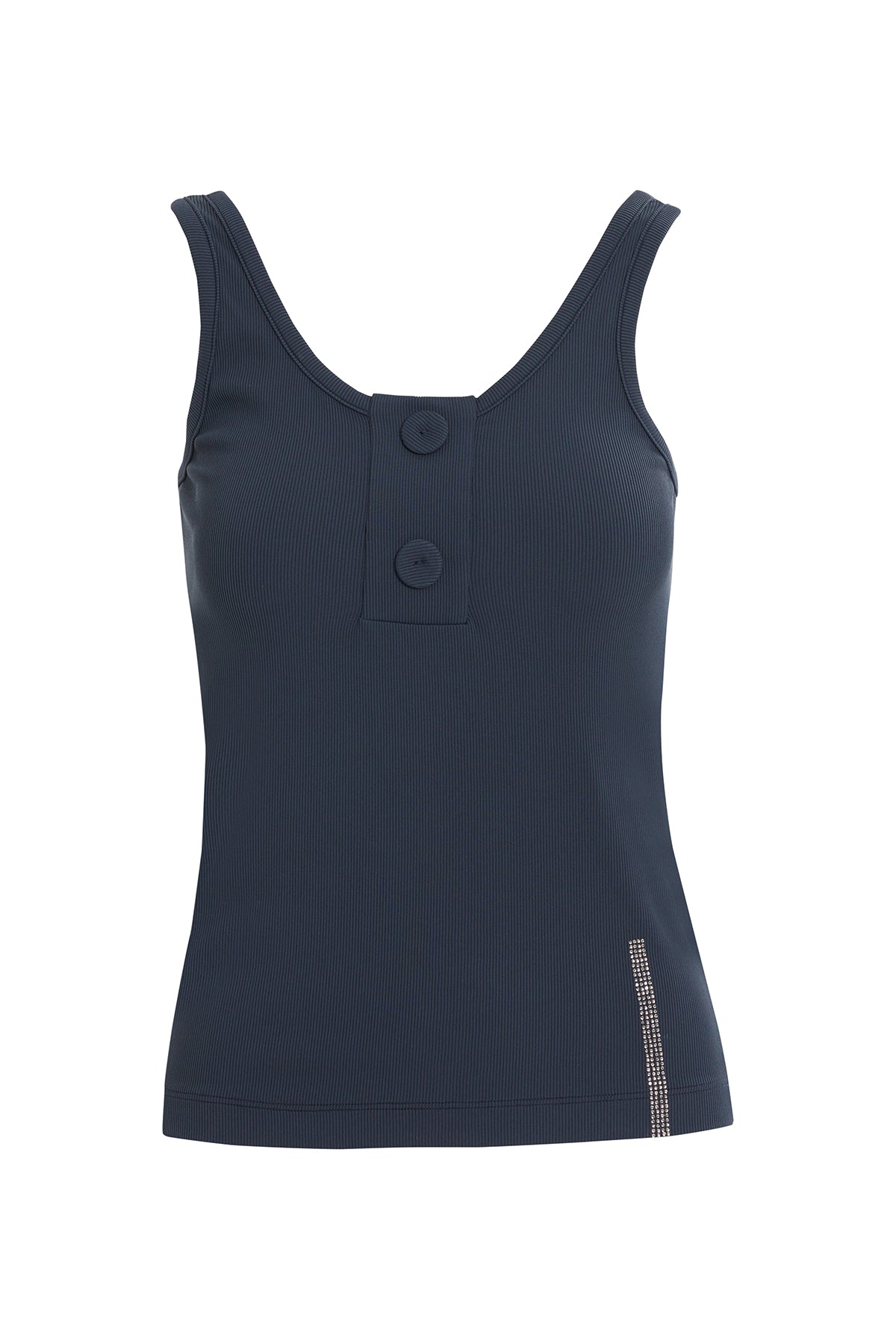 Navy Button-Detail Strappy Blouse