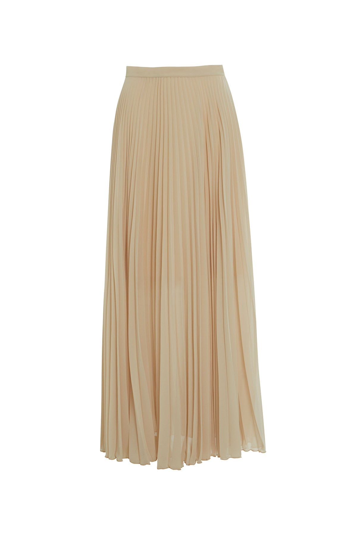 Beige Pleated Maxi Skirt