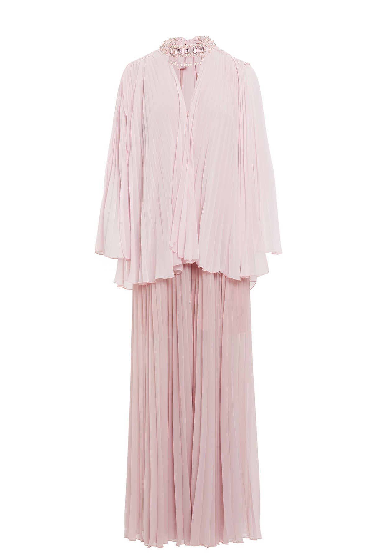 Pınk Maxi Dress with Cape Detail