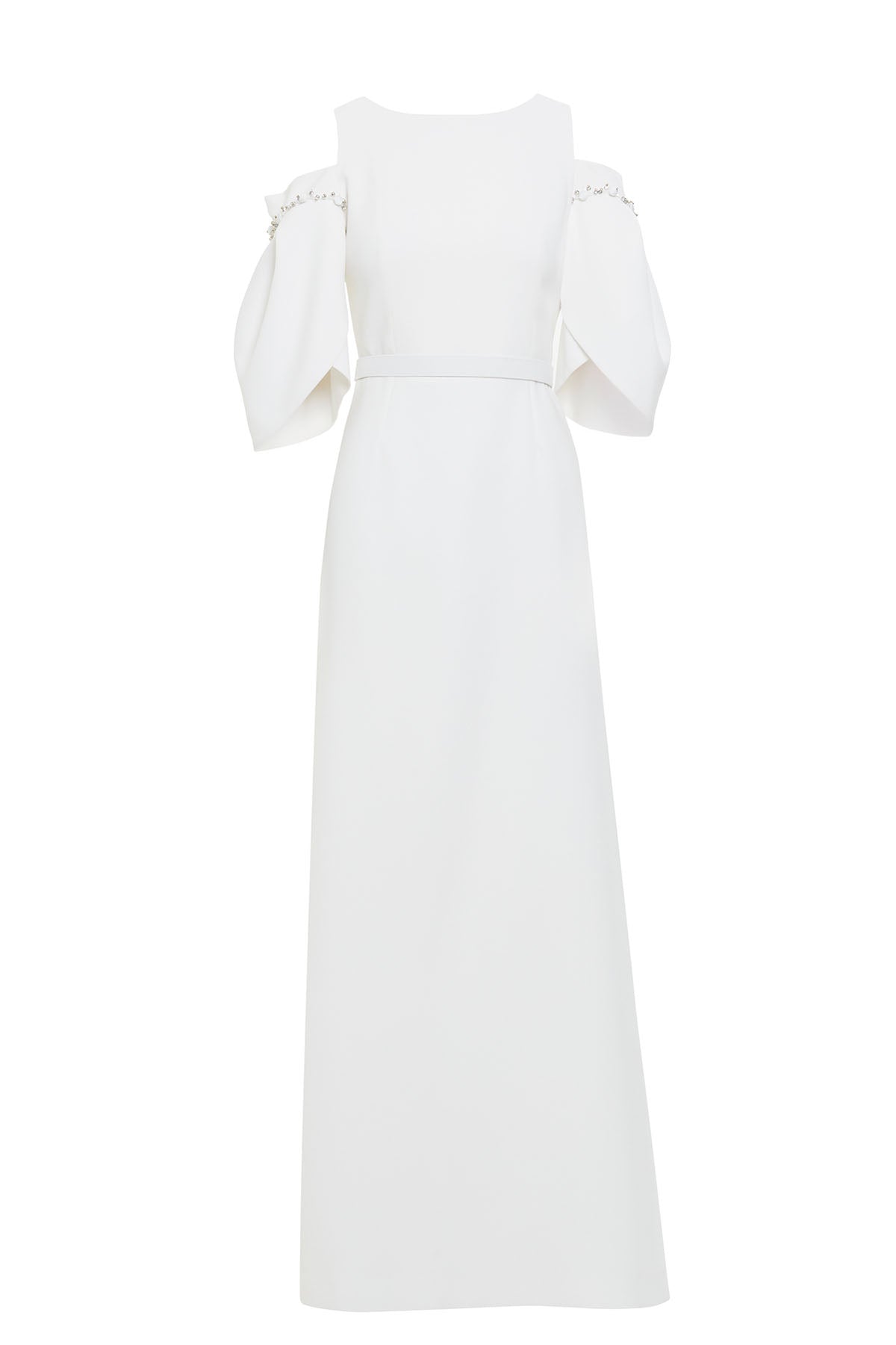 ecru long dress ASOS DESIGN satin angel sleeve low back maxi dress in ecru