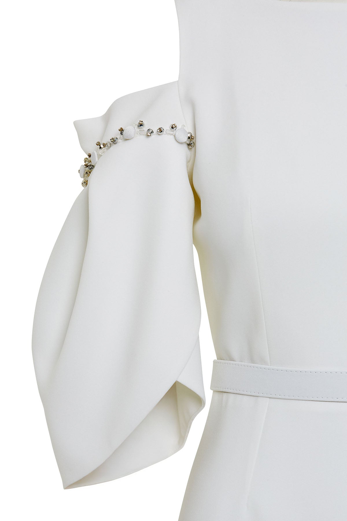 Ecru Off-Shoulder Long Dress