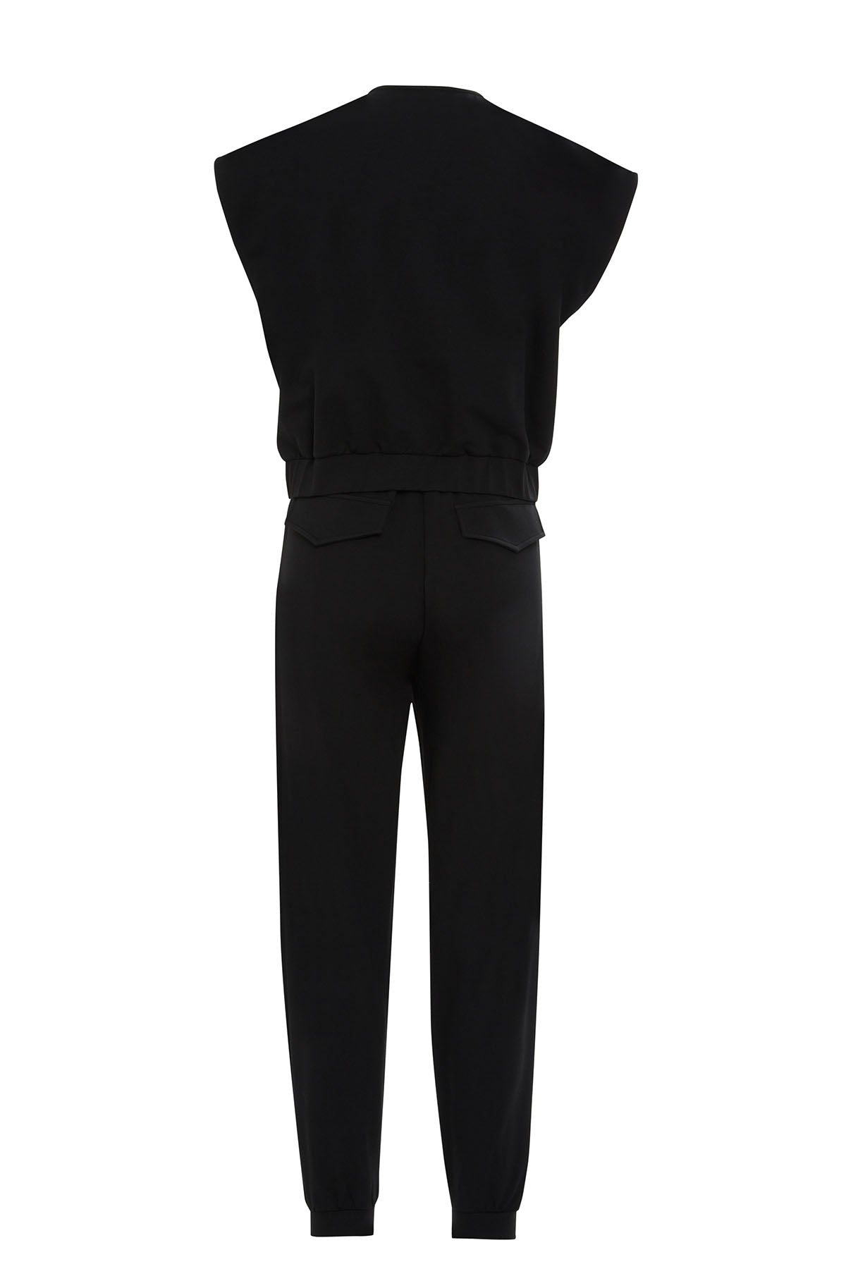 Black Vest-Layered Tracksuit