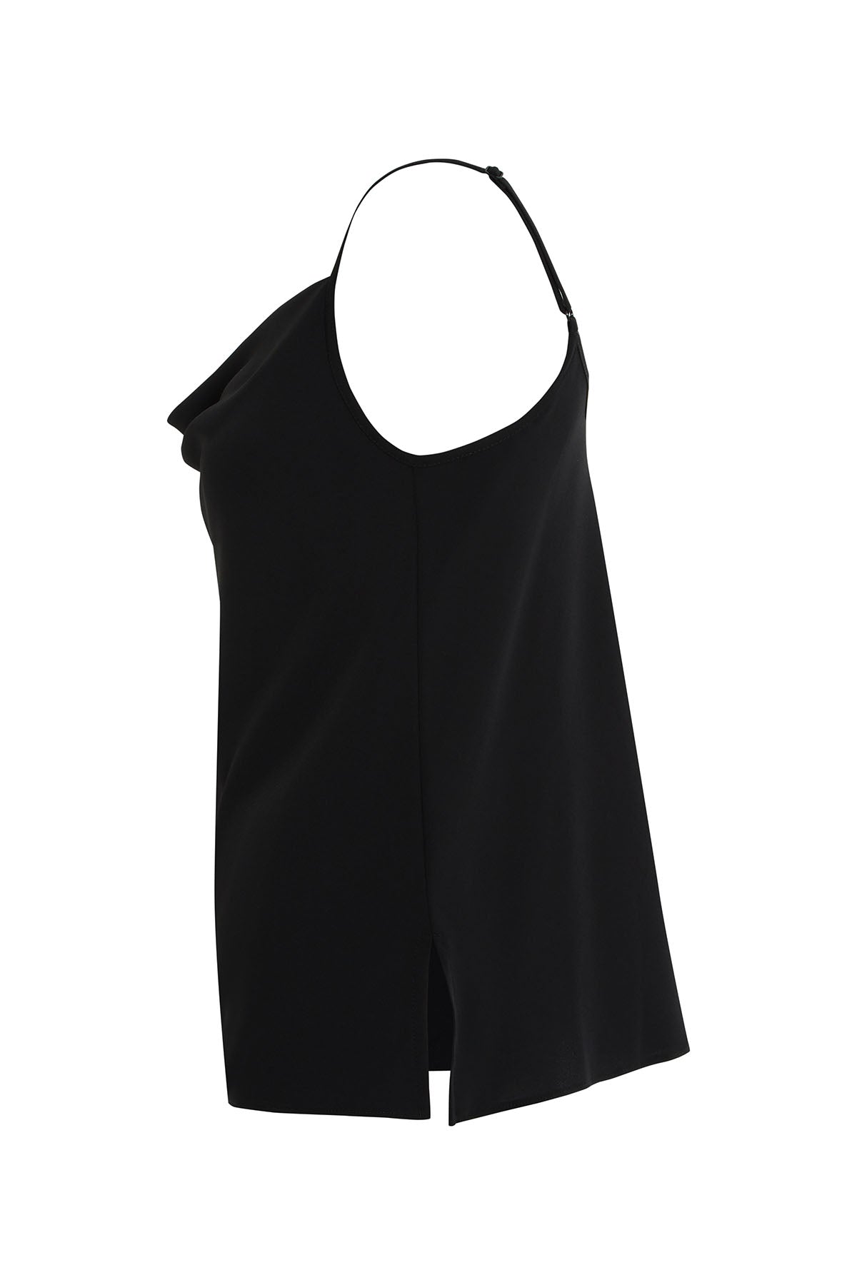 Black Drape Neck Blouse