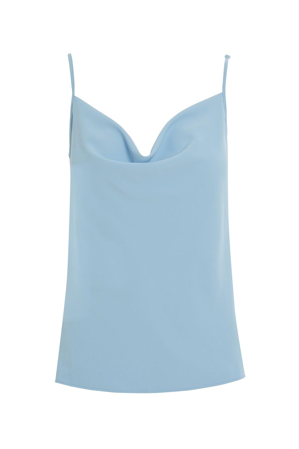 Blue Drape Neck Blouse