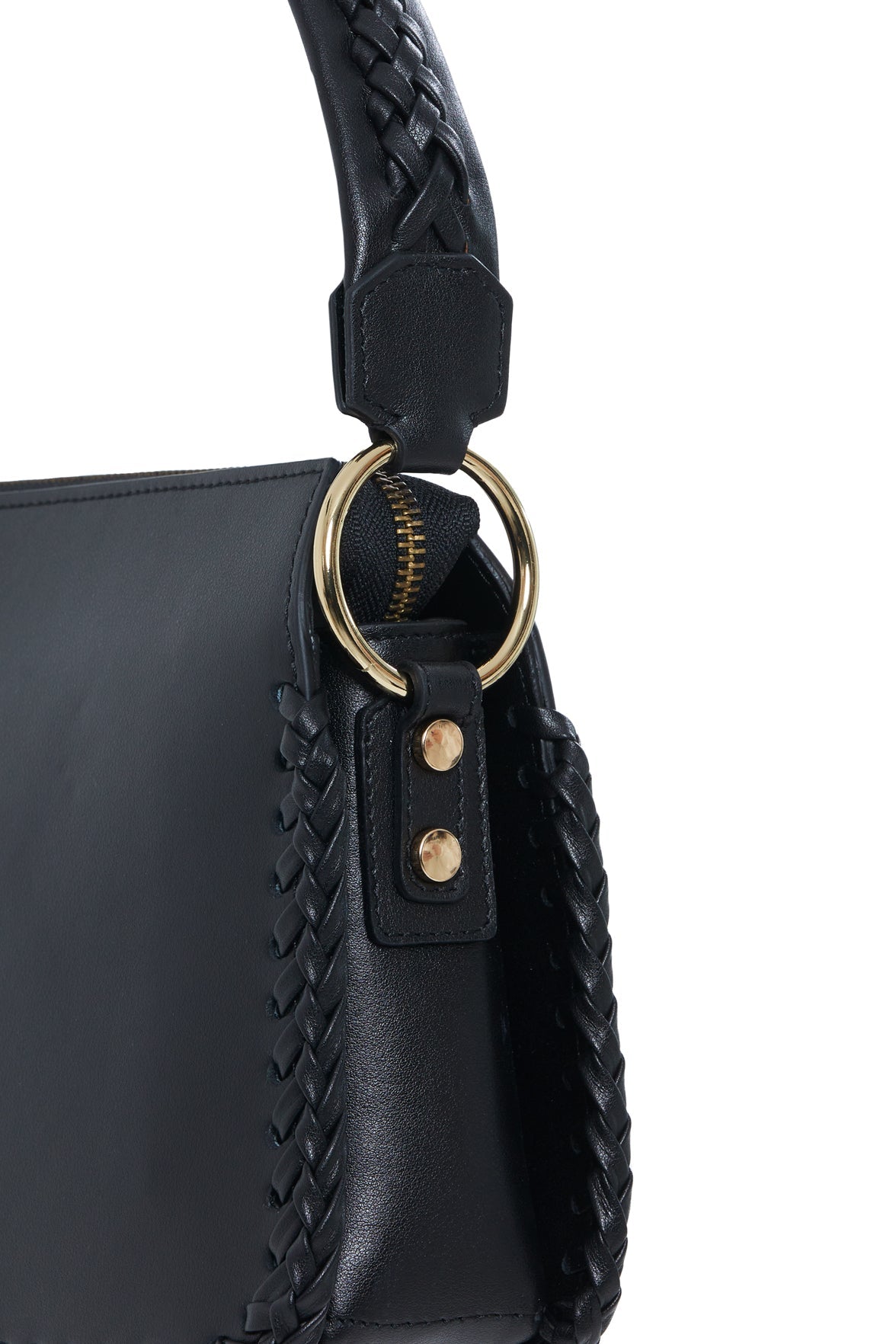 Woven Detail Leather Hbag