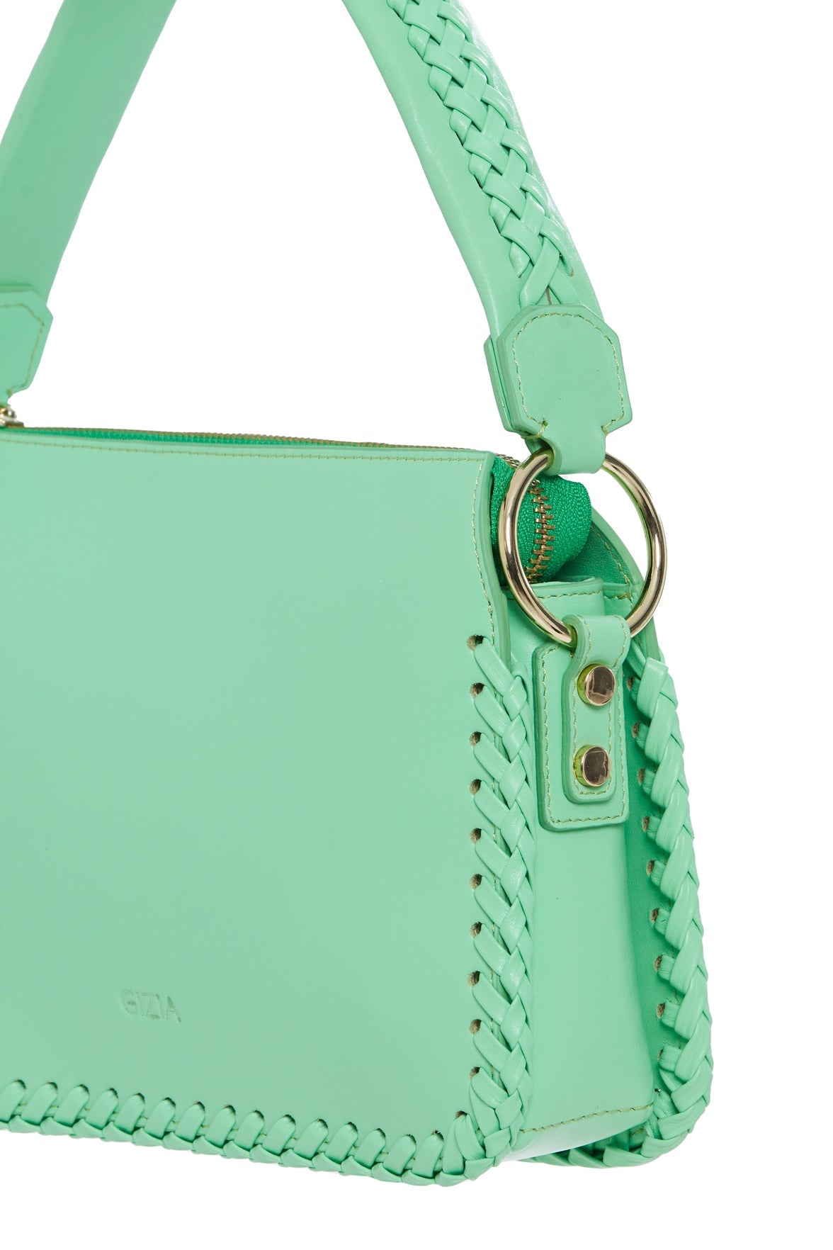 Woven Detail Leather Hbag