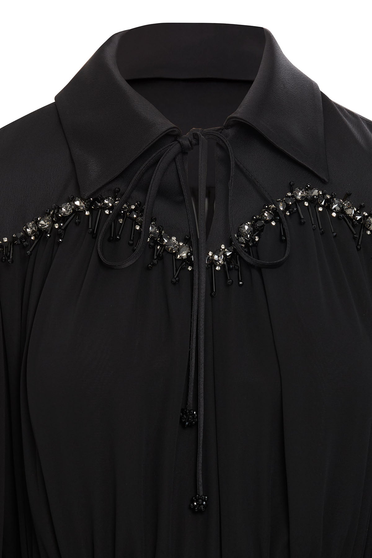 Black Stone-Embellished Long Dress