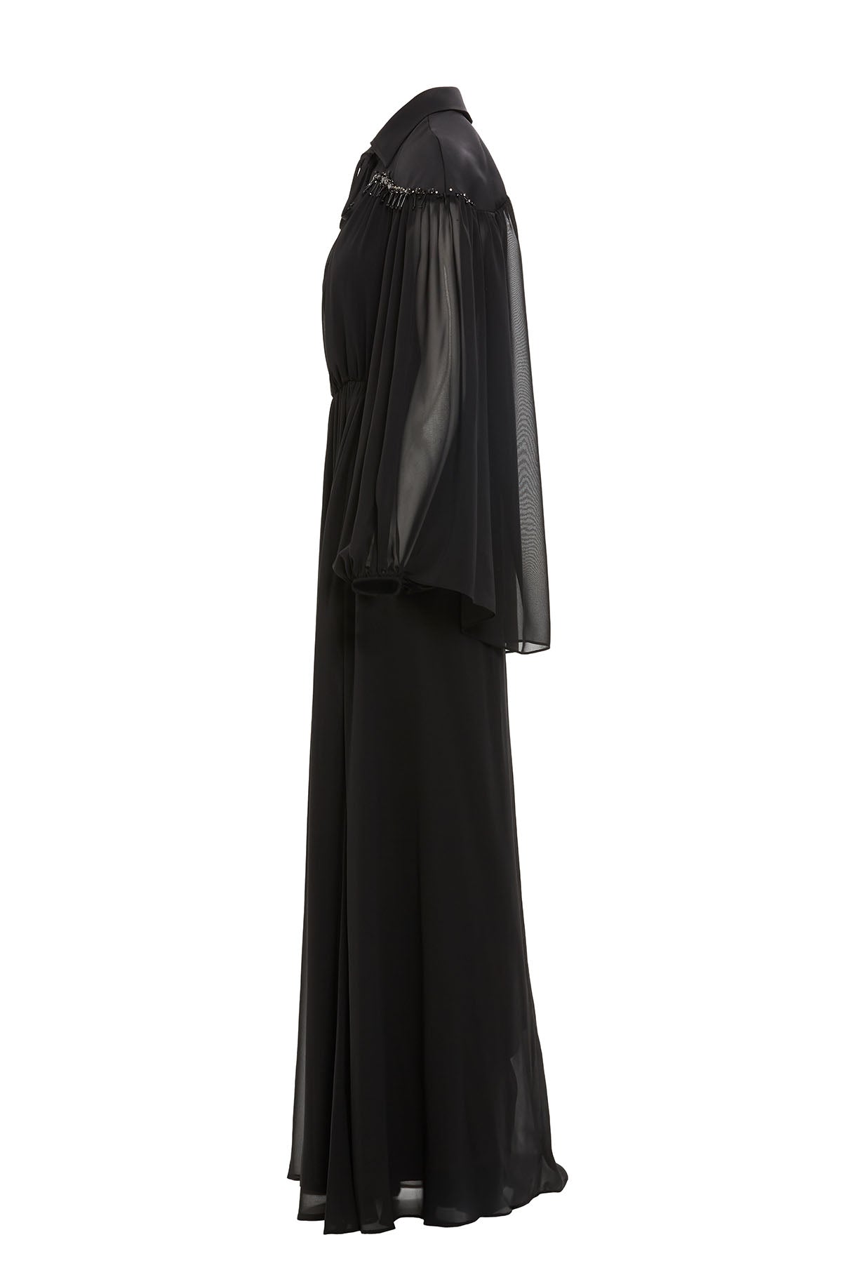 Black Stone-Embellished Long Dress