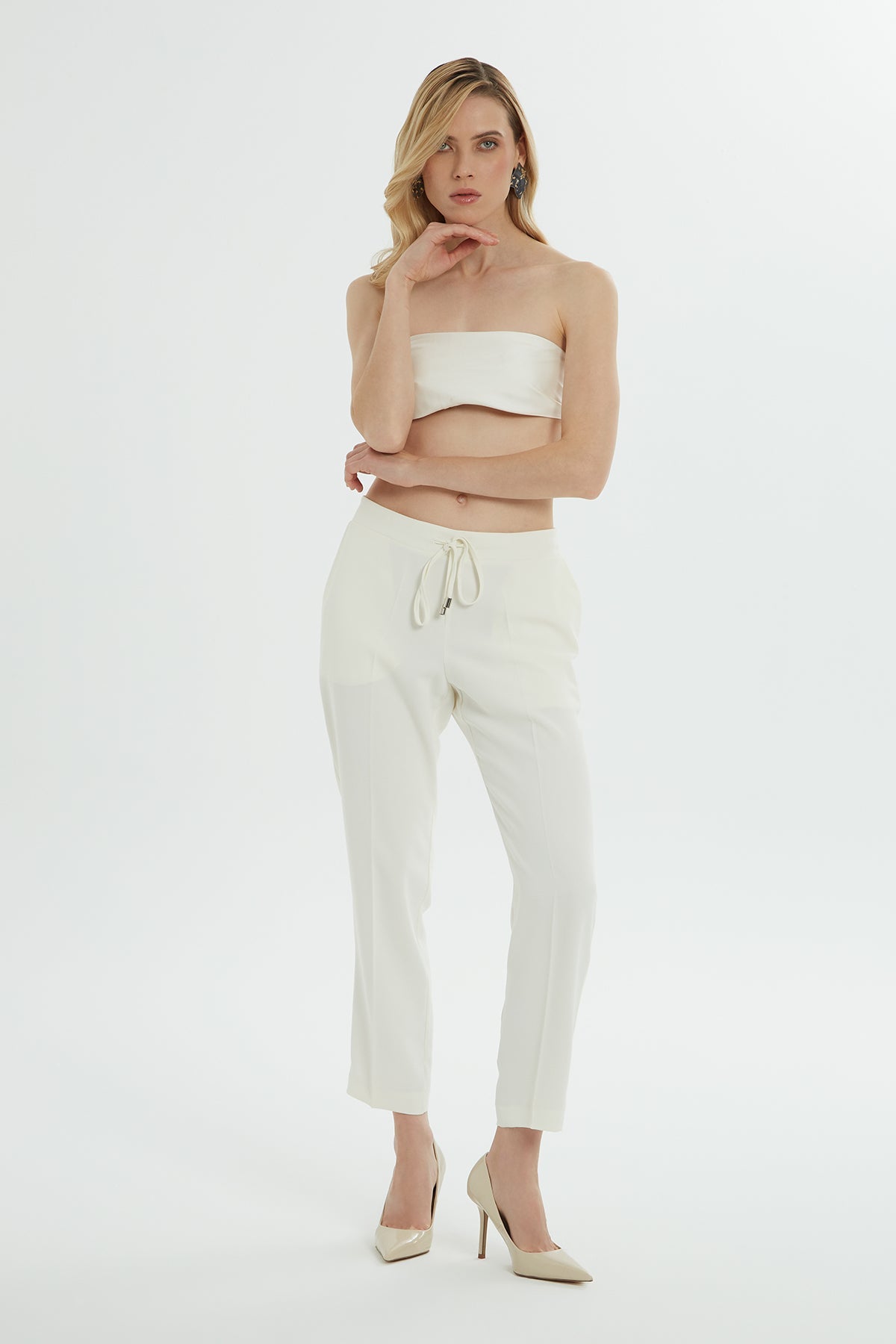 Ekru Straight-Leg Trousers
