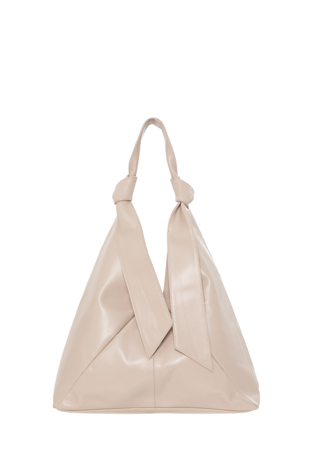 Leather Shoulder Bag With Tying Handle Detail