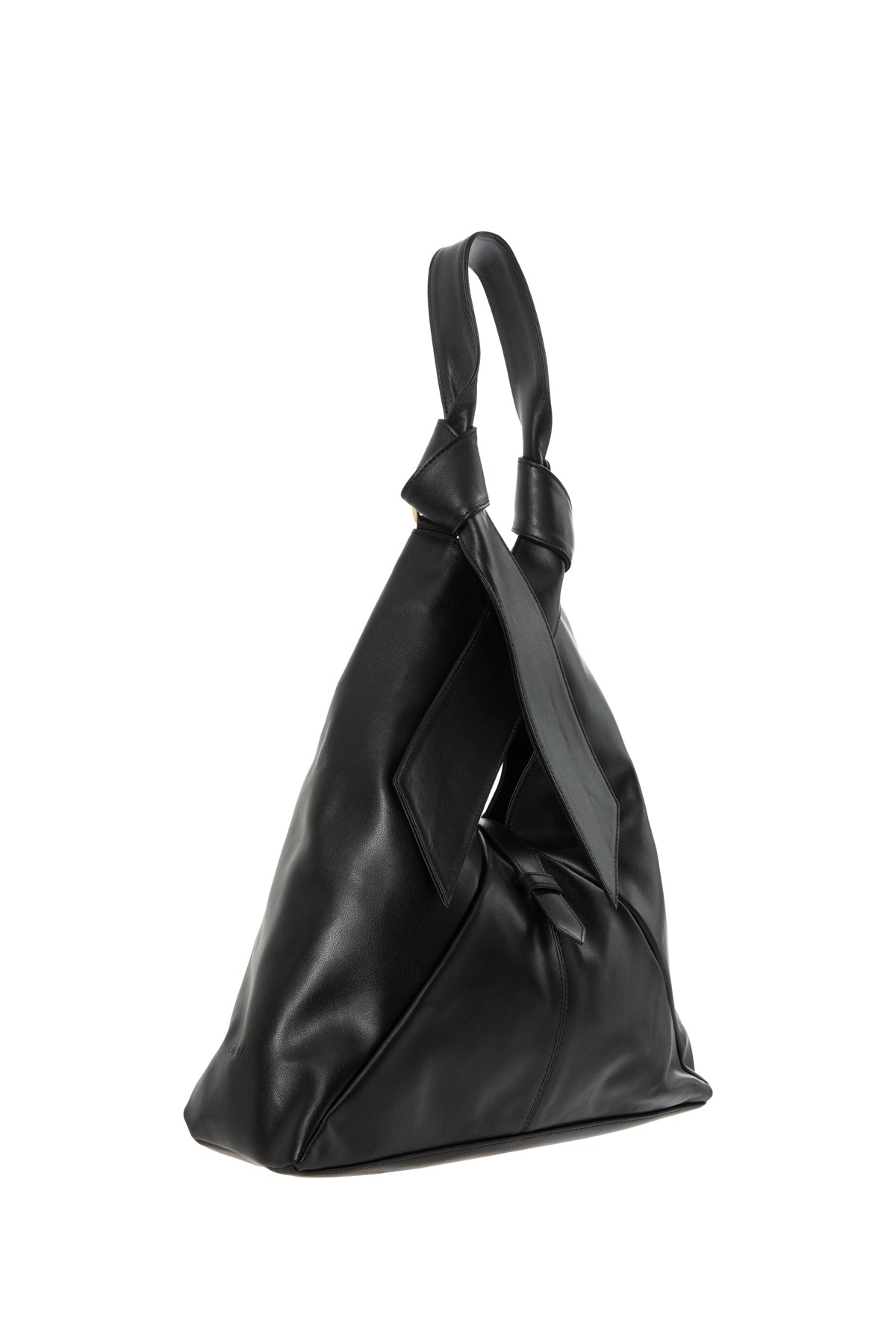 Leather Shoulder Bag With Tying Handle Detail