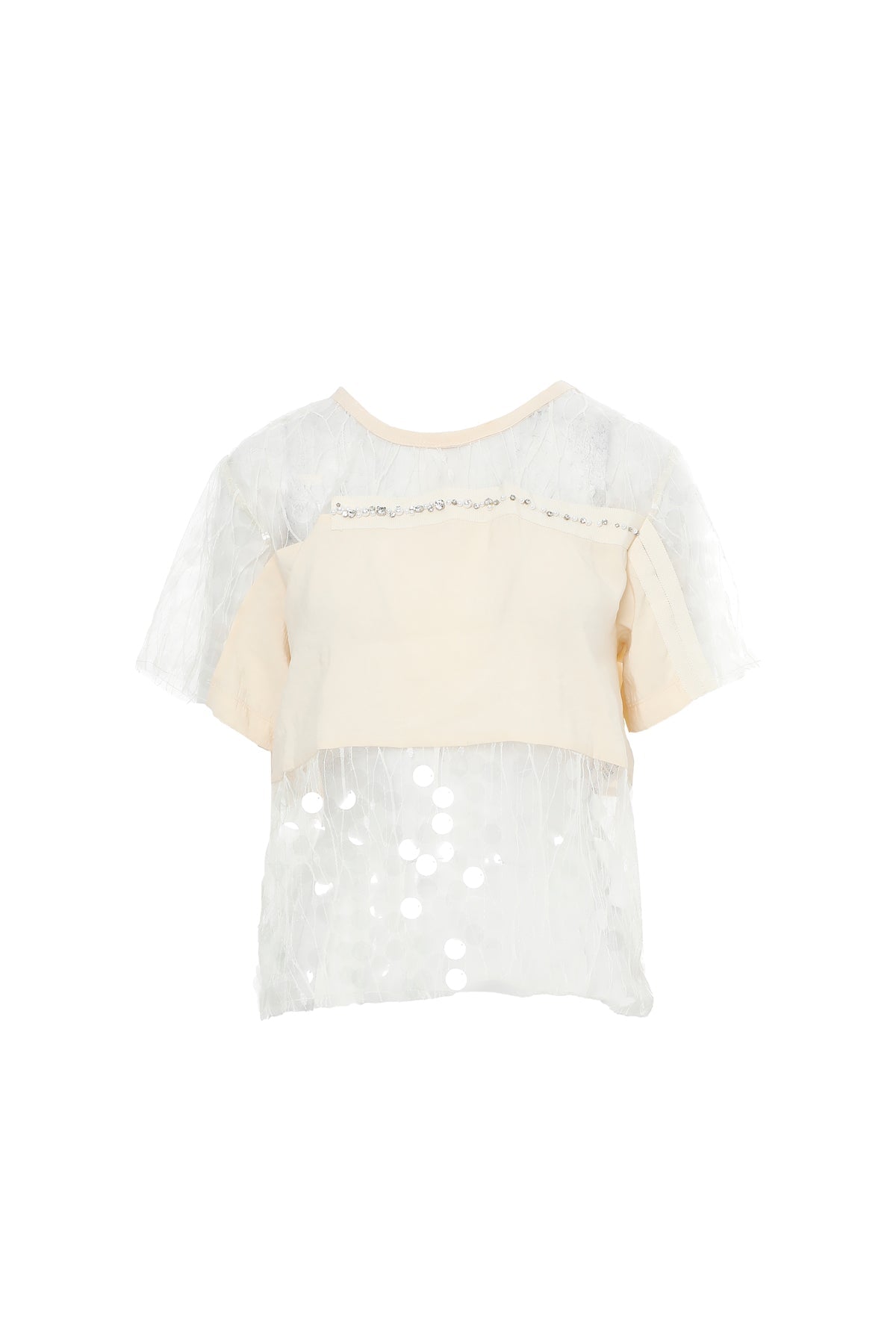 Ecru Mesh Detail Blouse