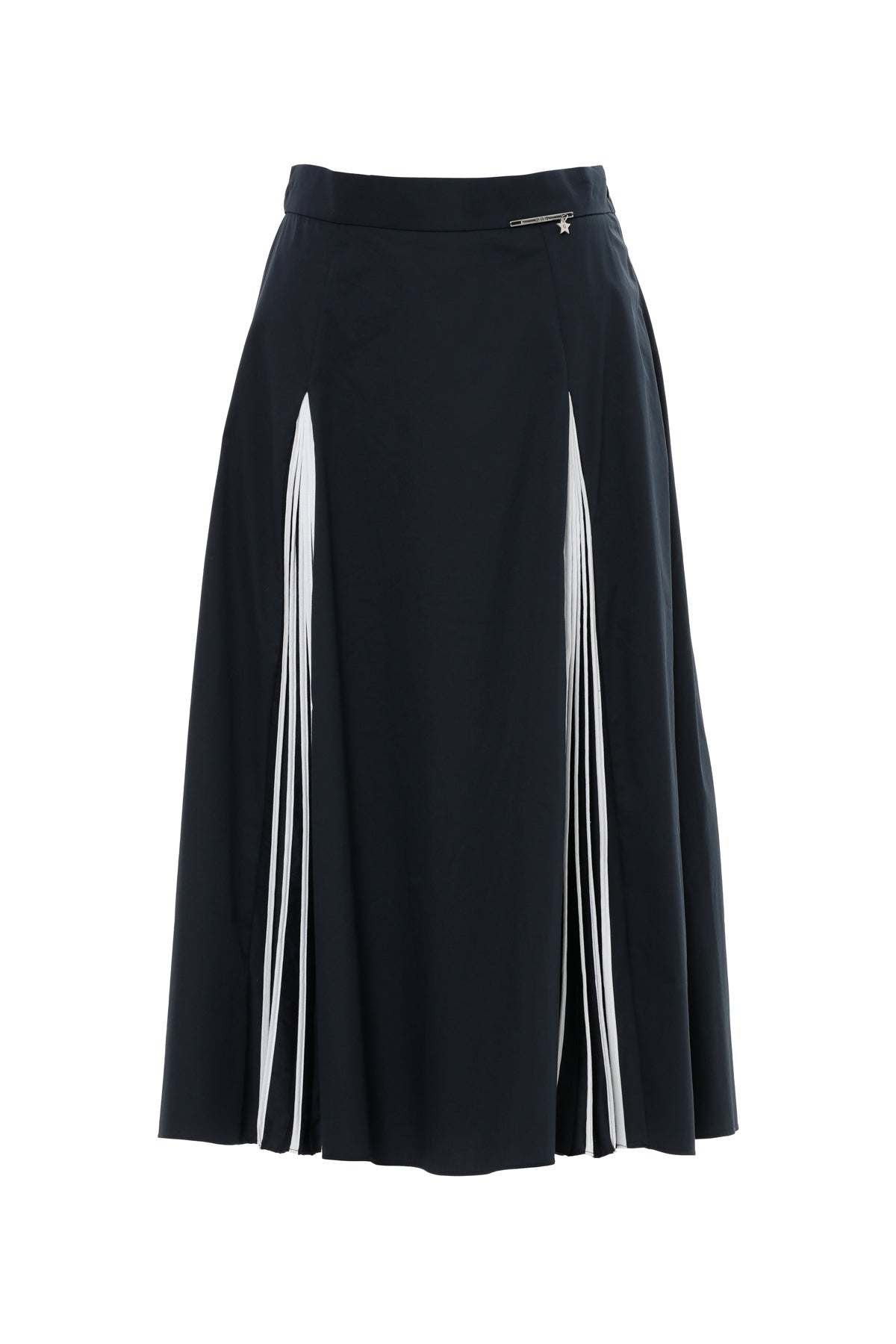 Blue Pleated Midi Skirt