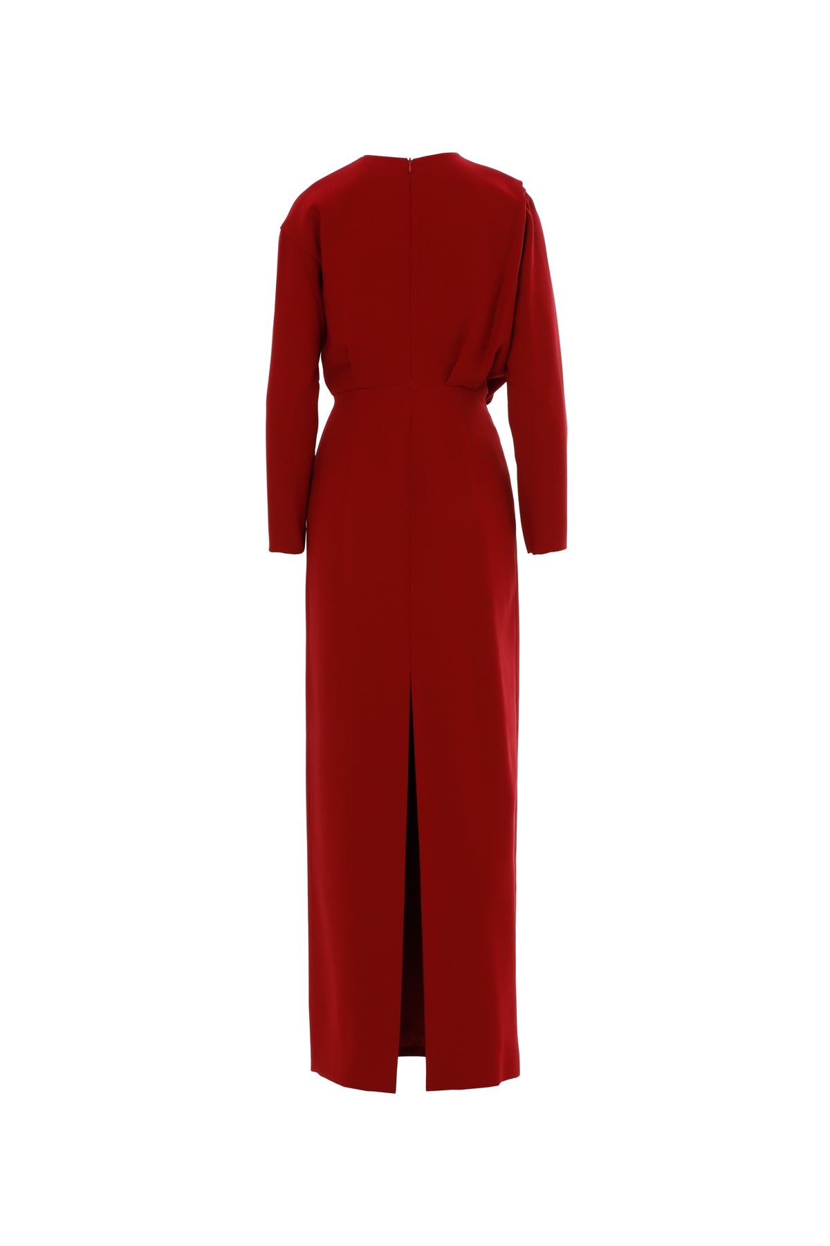 Red Long Dress with Balloon Sleeves