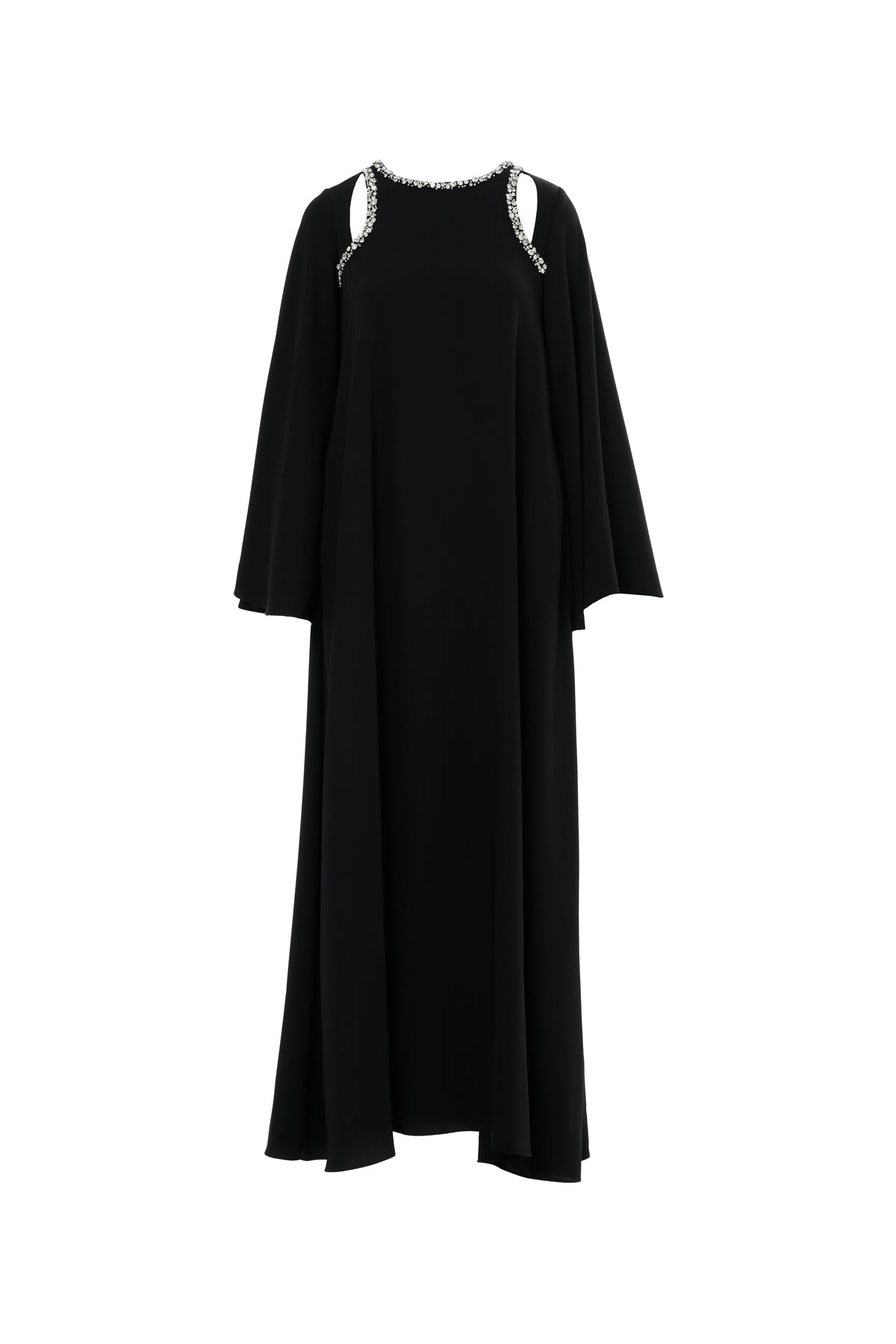 Black Embroidered Cut-Out Long Dress