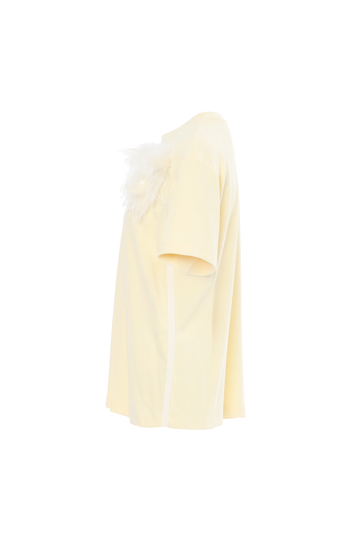 Yellow Feather-Embellished T-Shirt
