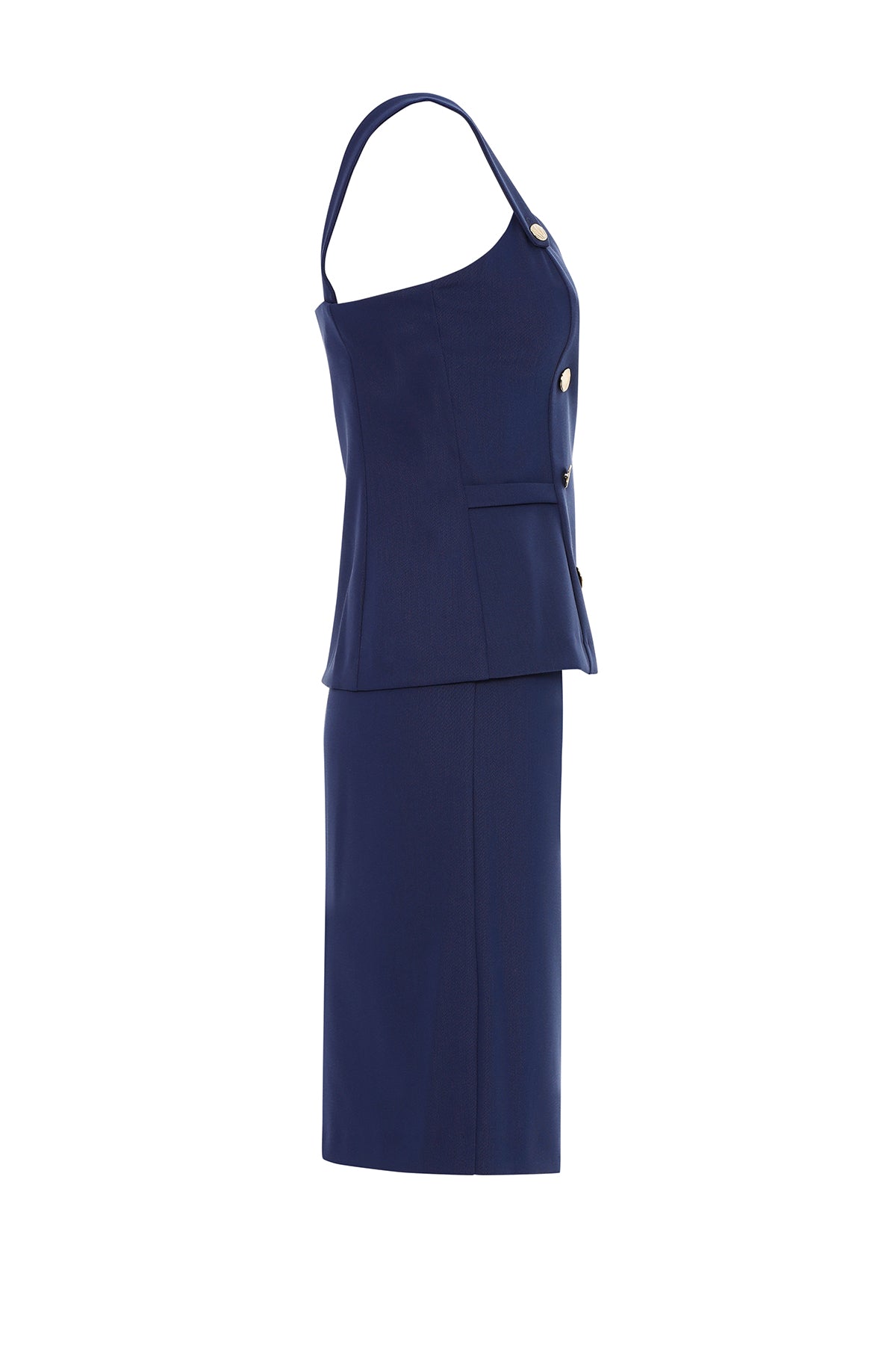 Navy Set with Double-Breasted Vest