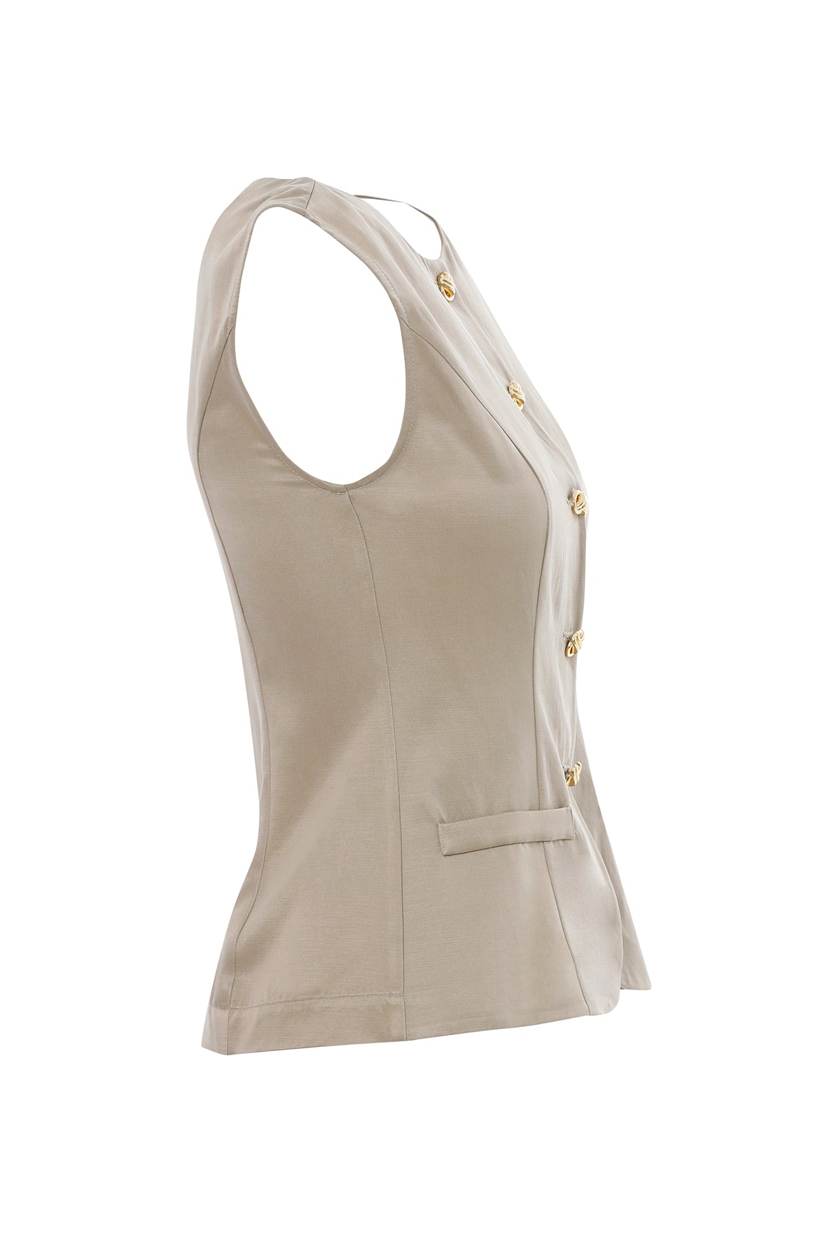 Beige Gold Button Blouse