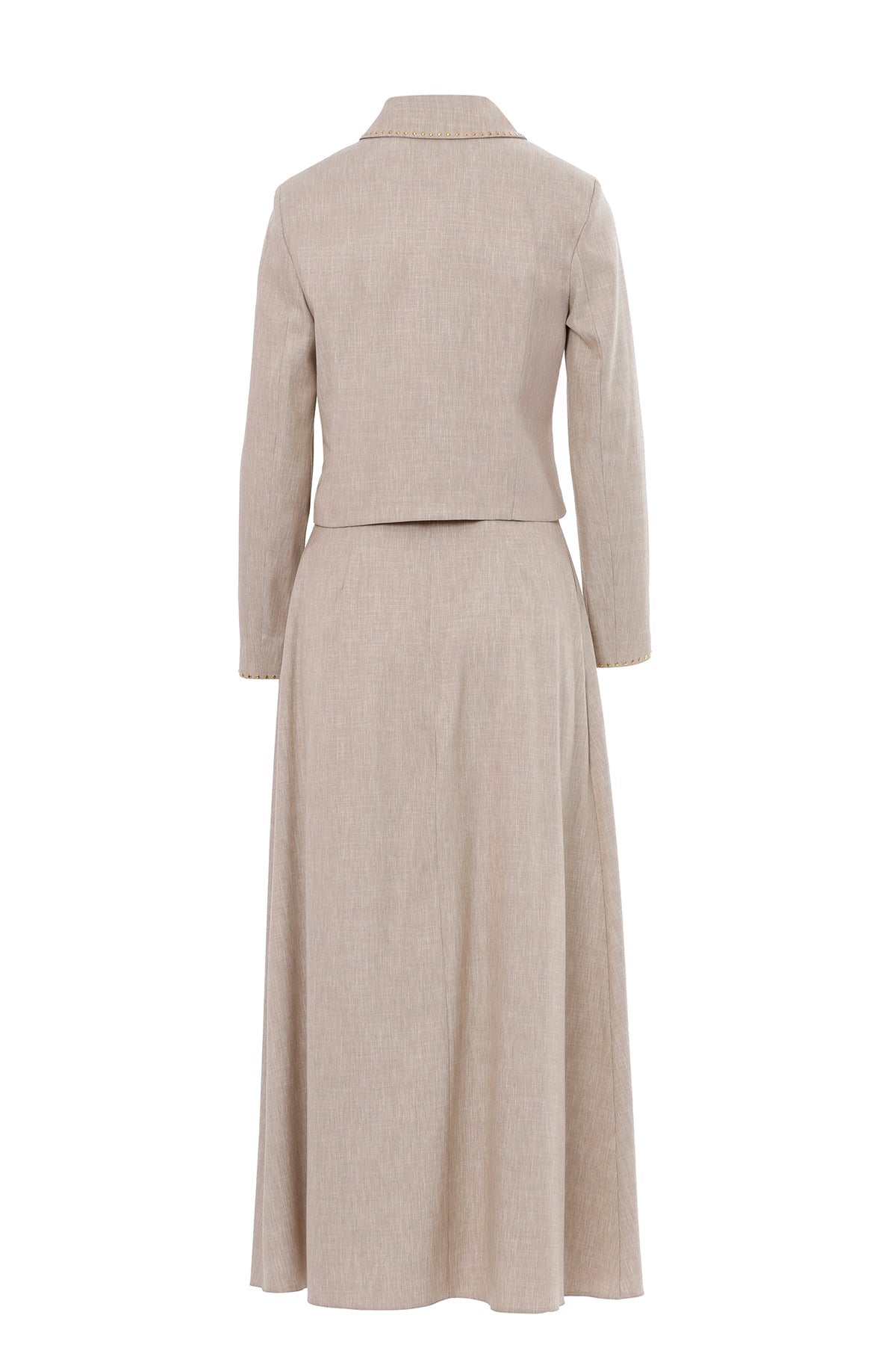 Beige Suit with Ruffled Skirt