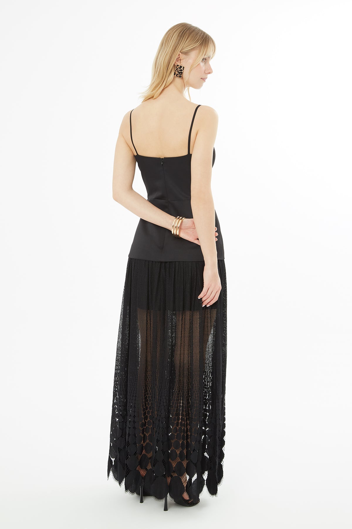 Black Long Dress with Sheer Skirt