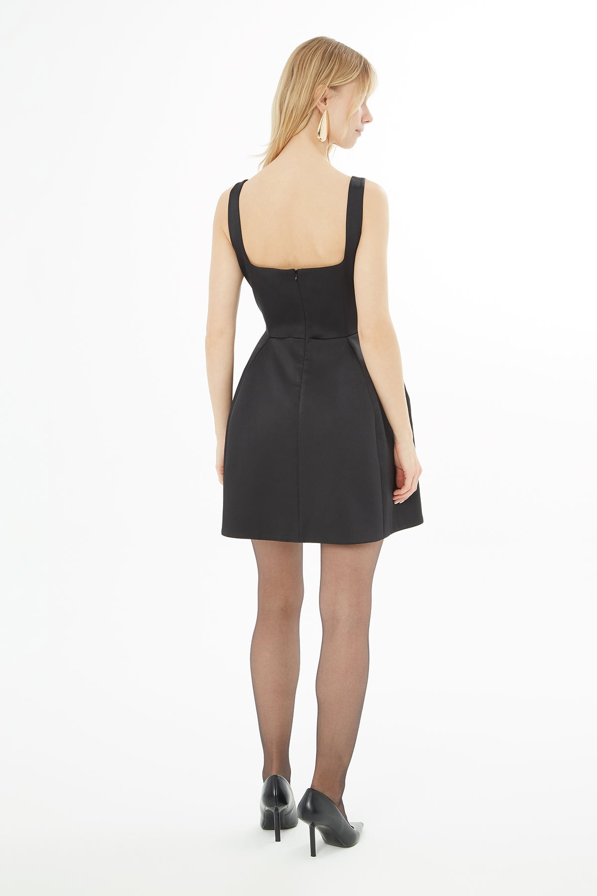 Black Short Dress with Beaded Neckline