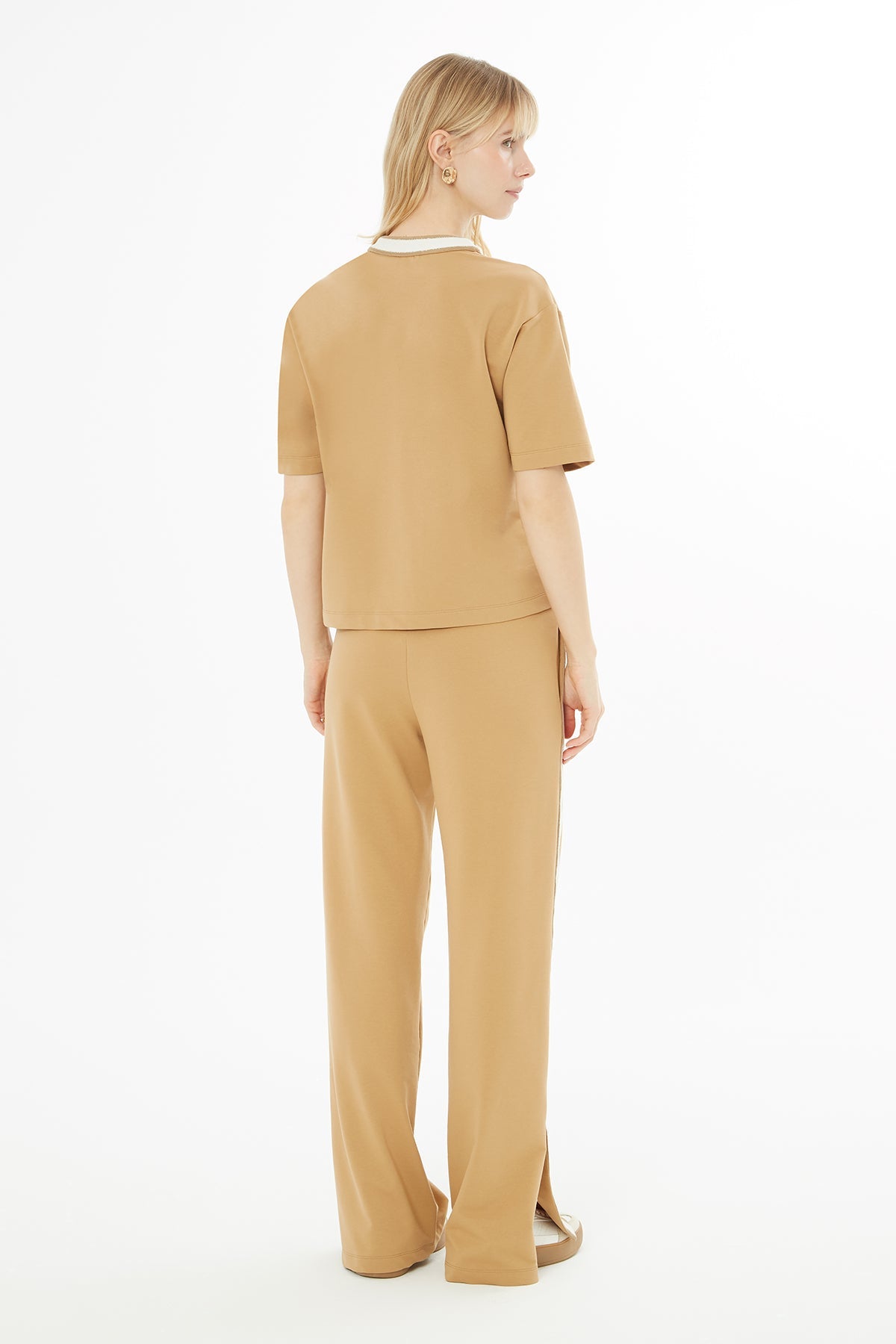 Brown Button-Detail Tracksuit