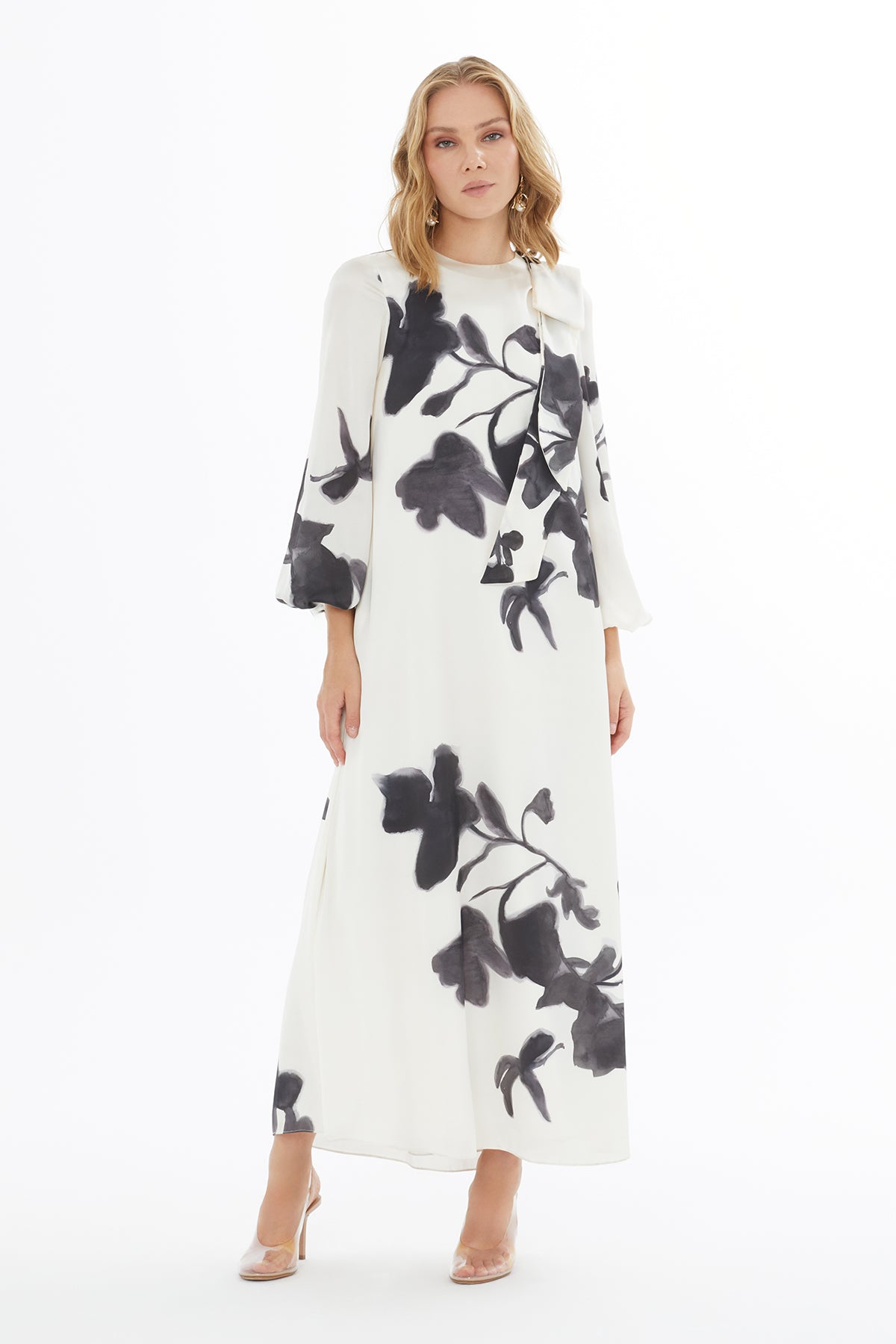 Ruffled Dress with Back Button Closure N