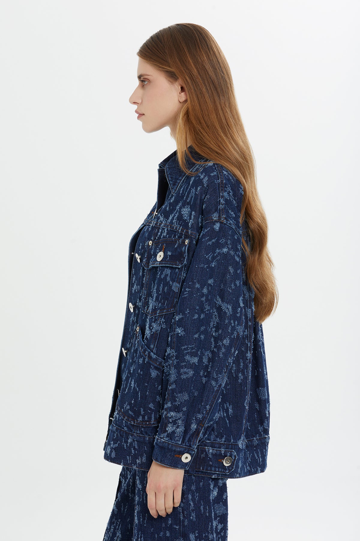Patterned Navy Jean Jacket N