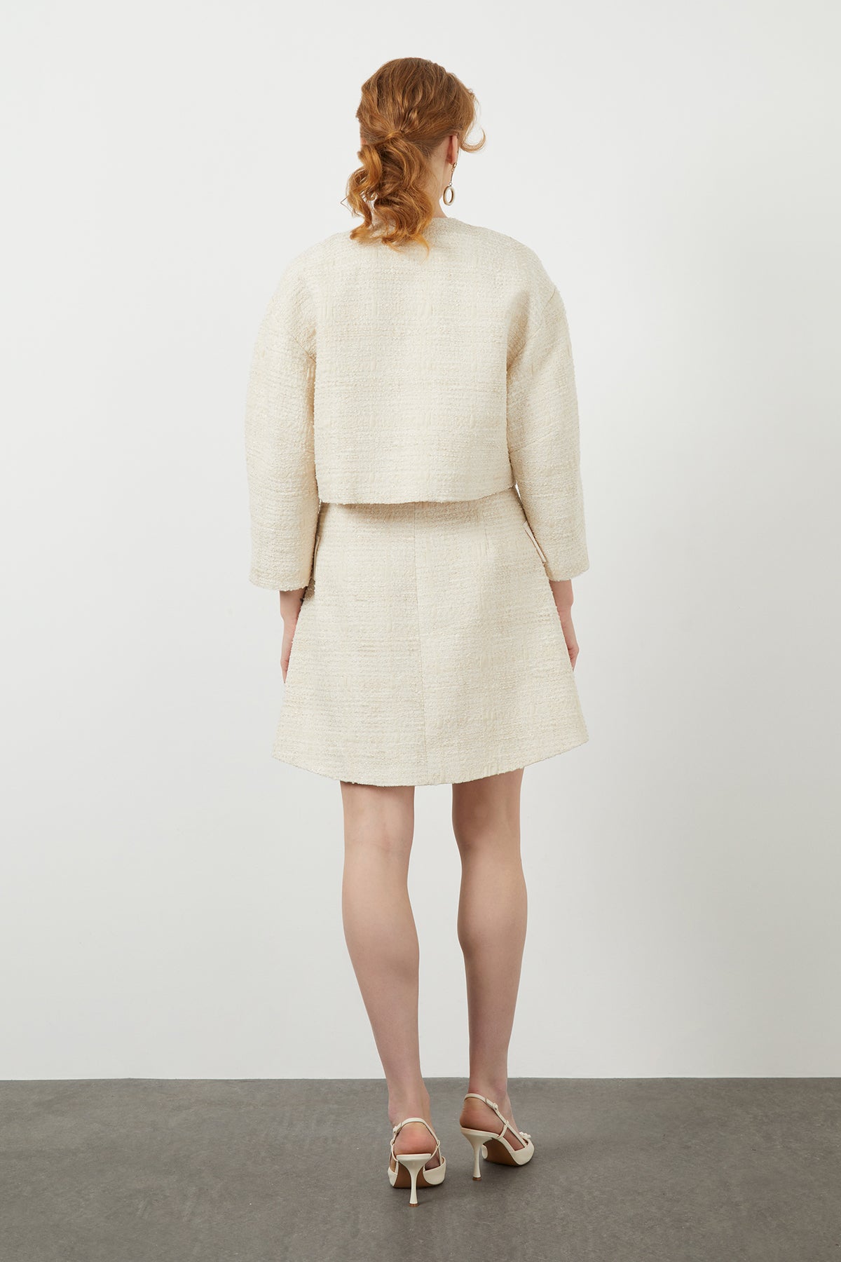 Button Detail Off-White Short Jacket N