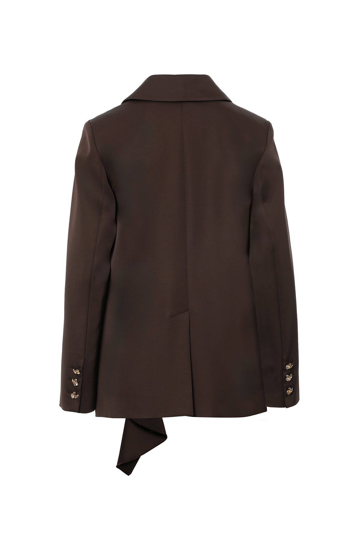 Shirt Collar Ruffle Detailed Brown Classic Jacket N
