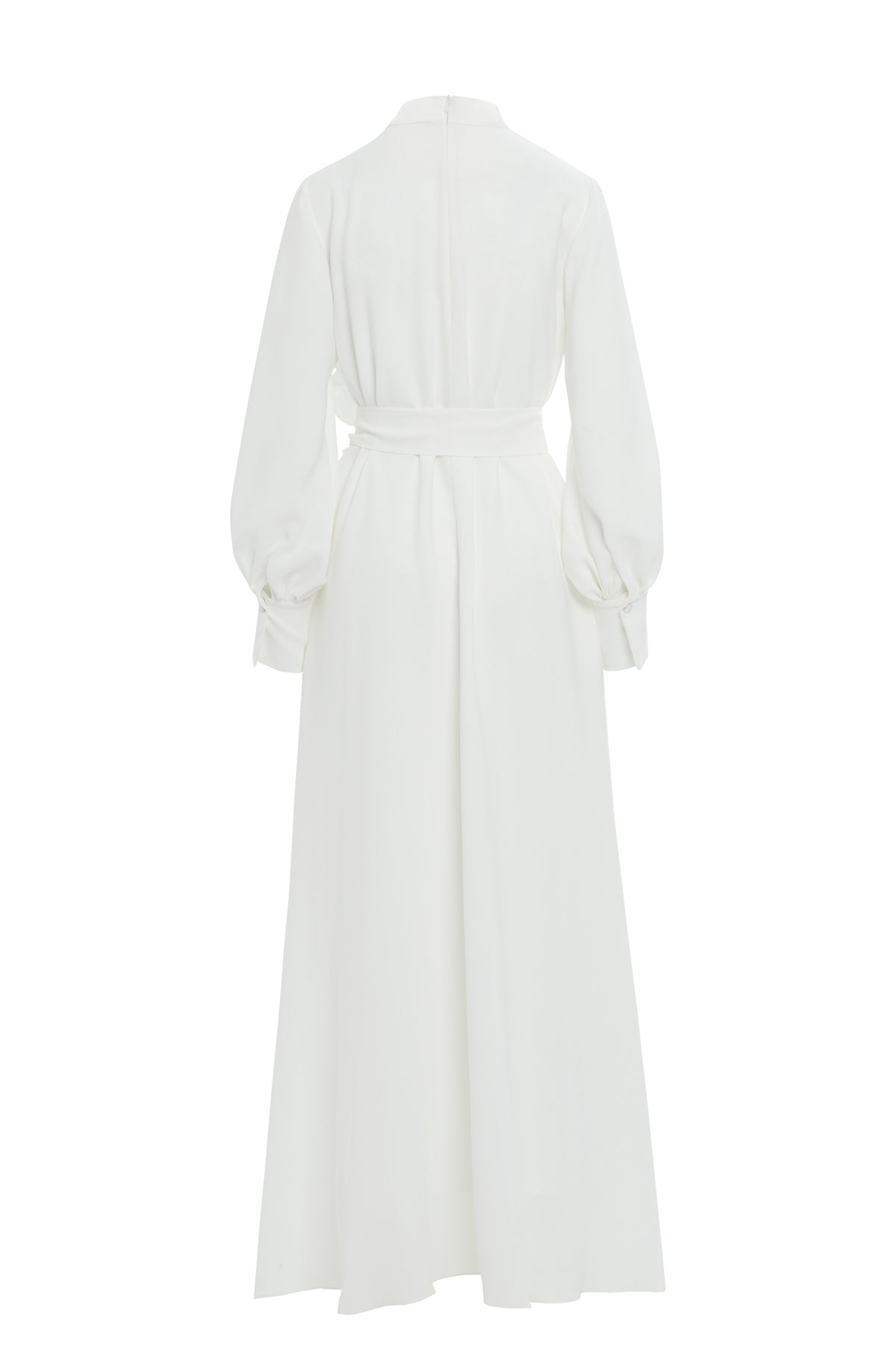 Gathered Detail Beaded Long Unlined Ecru Dress N
