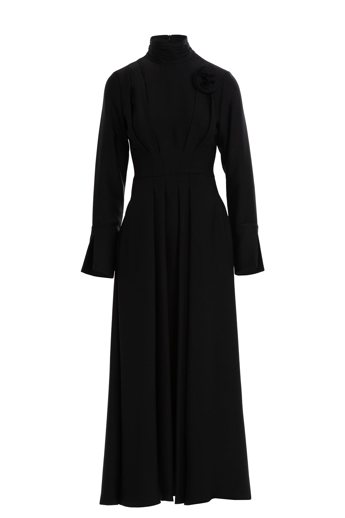 Black Dress with Brooch Detail the Collar N