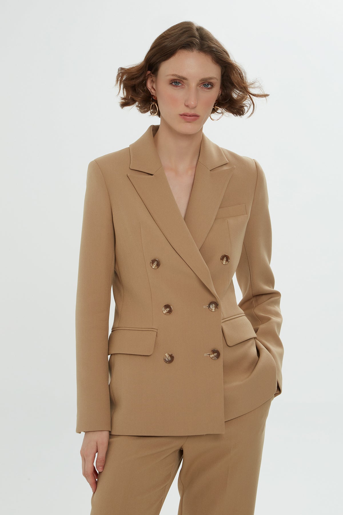 Brown Suit with Carrot Pants