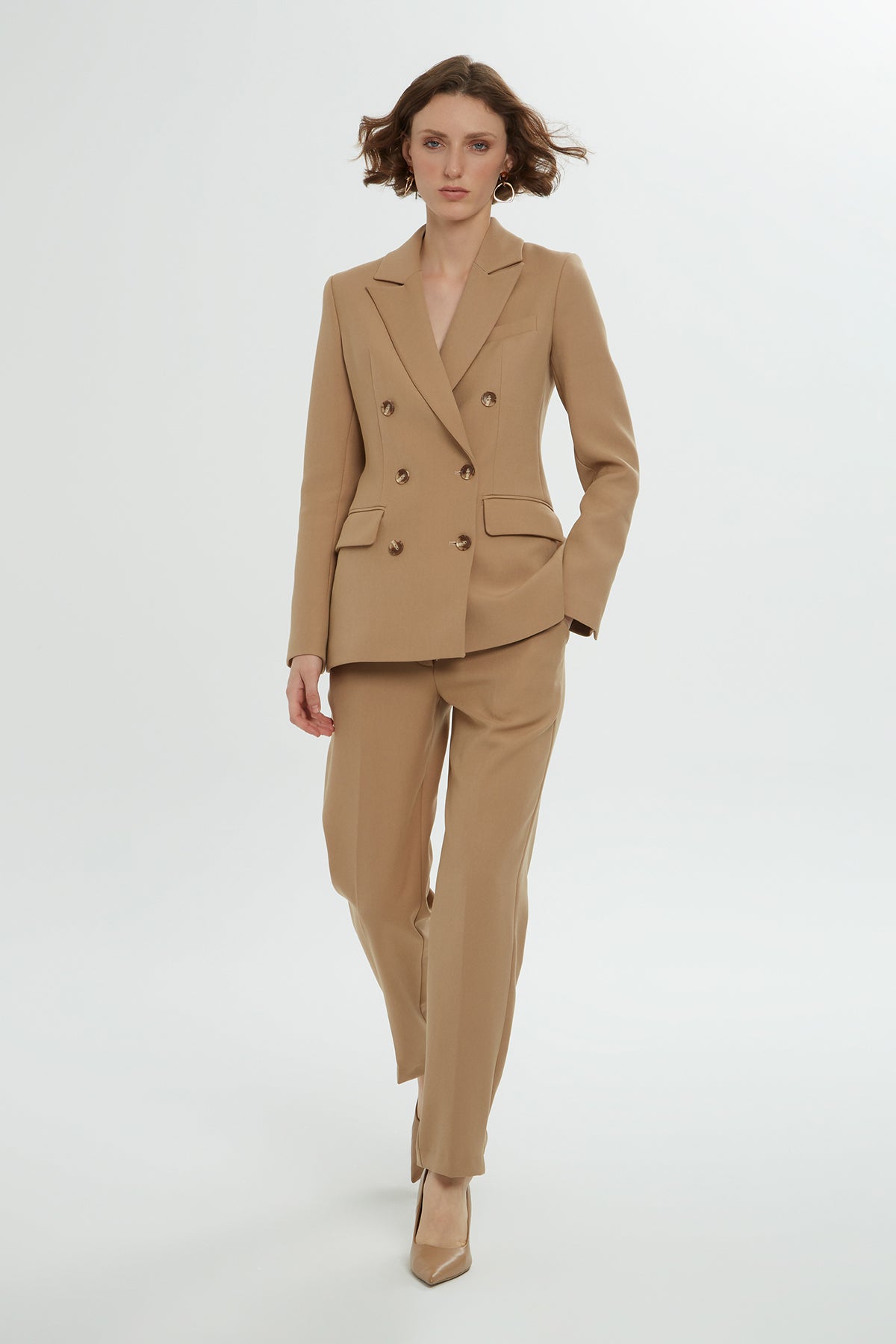 Brown Suit with Carrot Pants