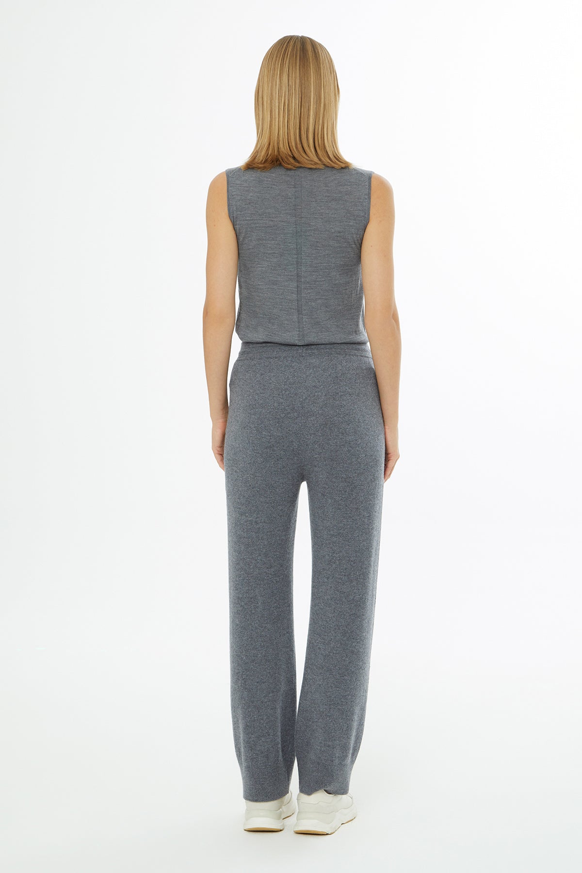 Grey Knitted Trousers with Elasticated Waist