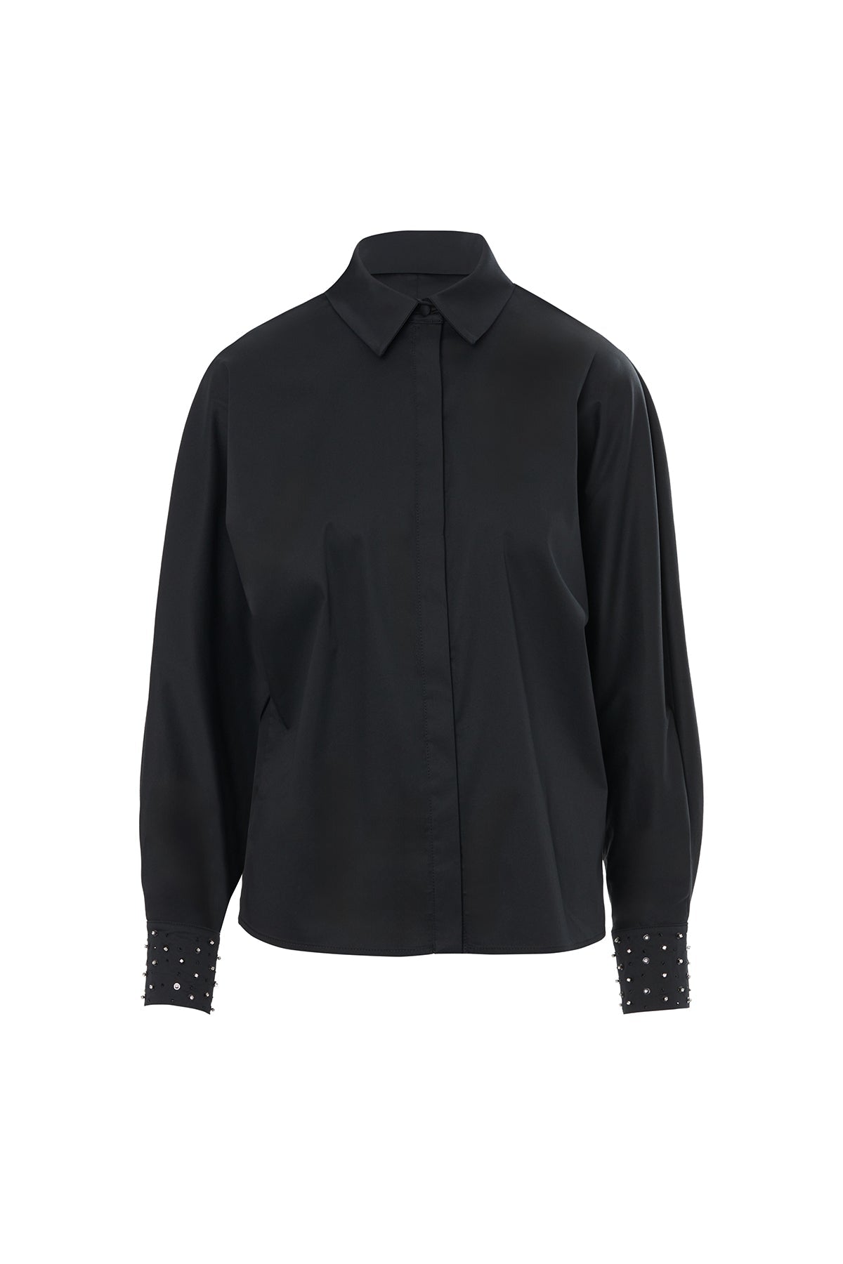 Black Shirt with Embroidered Sleeves