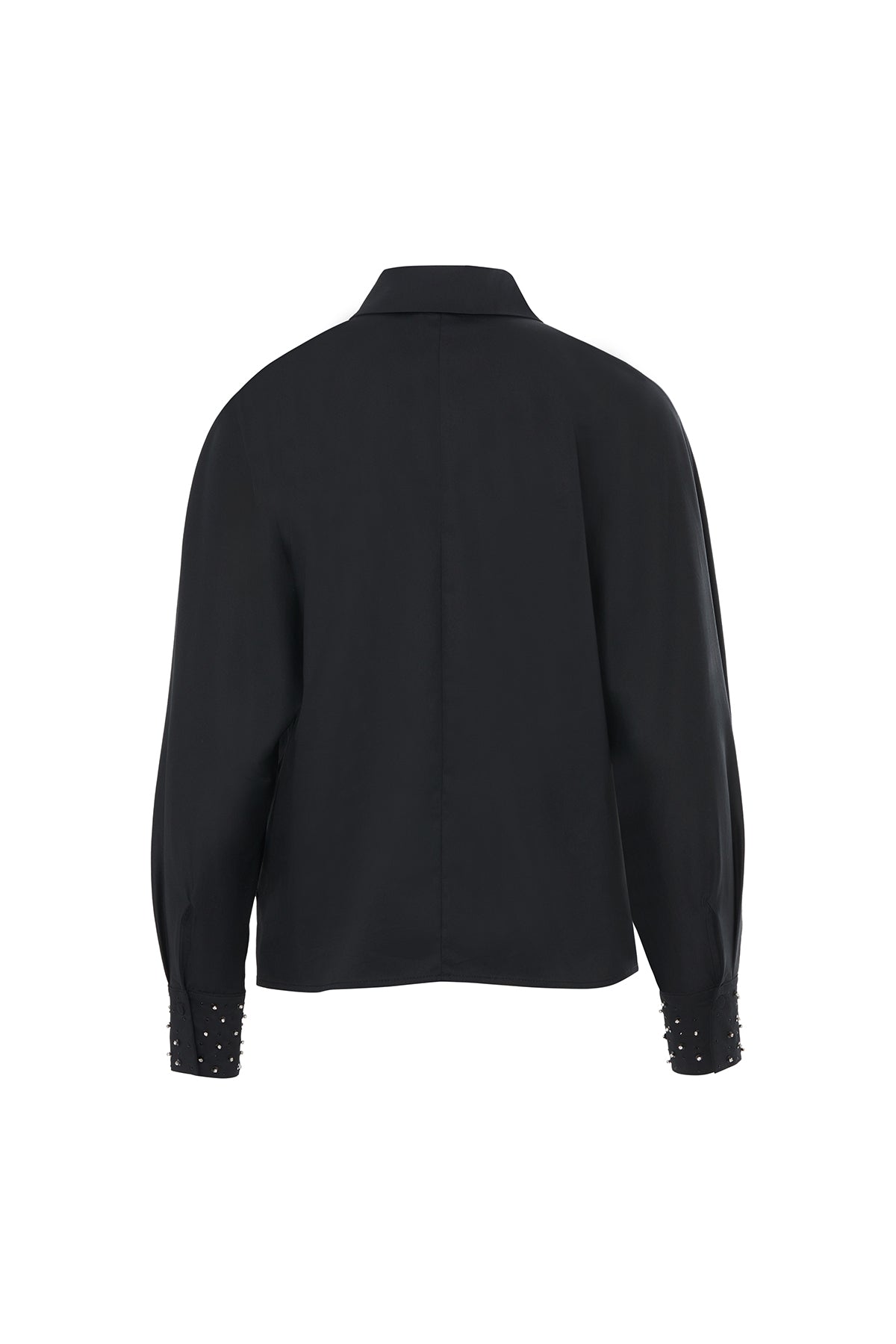 Black Shirt with Embroidered Sleeves