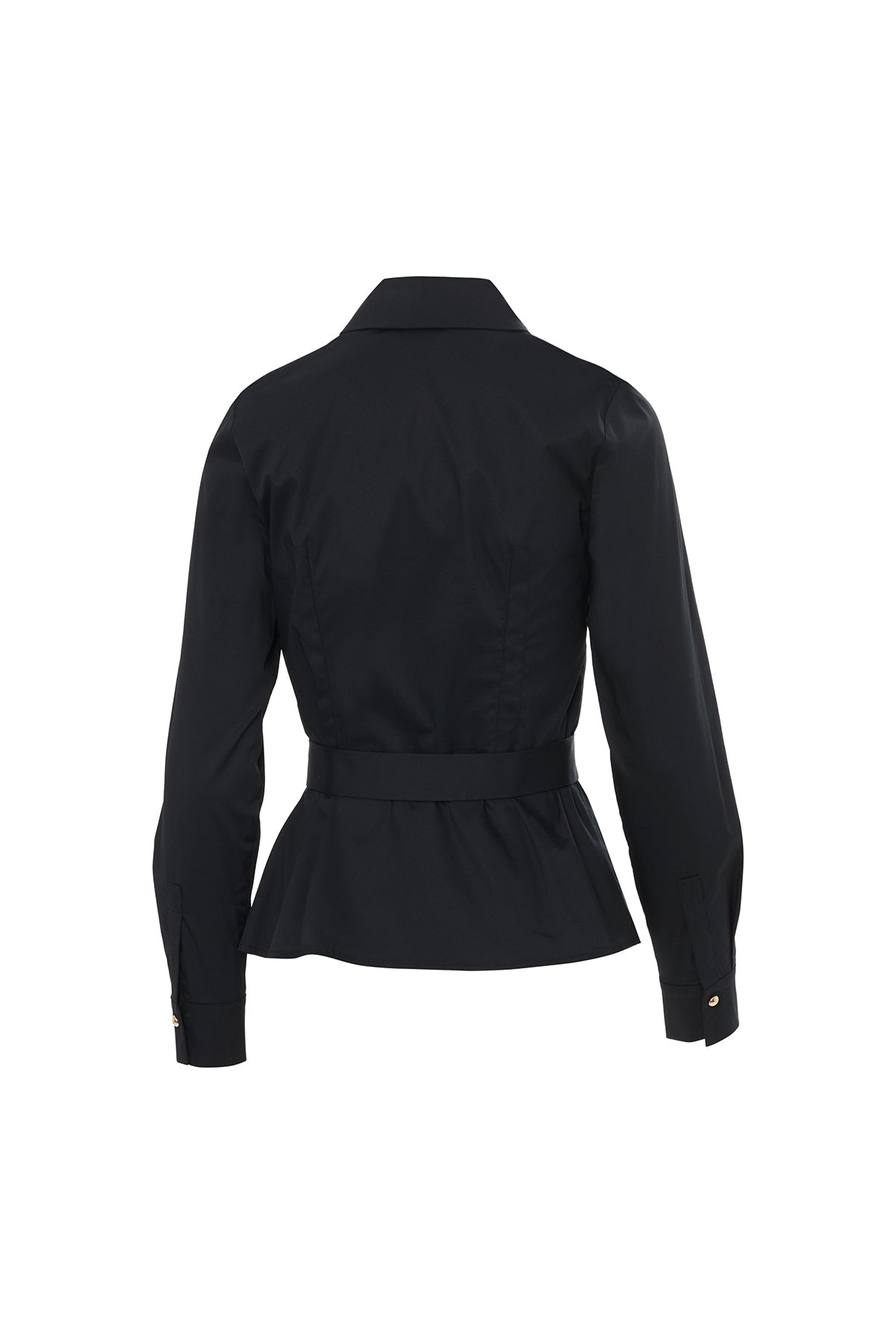Black Long-Sleeved Shirt with Belt