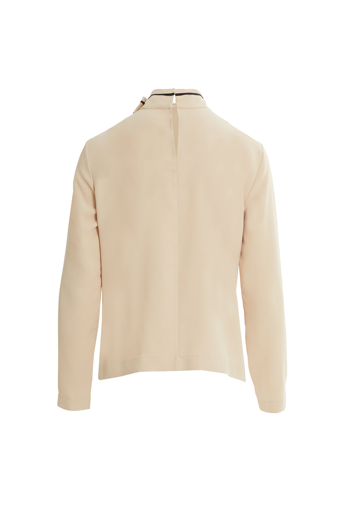 Beige Belted High-Collar Shirt