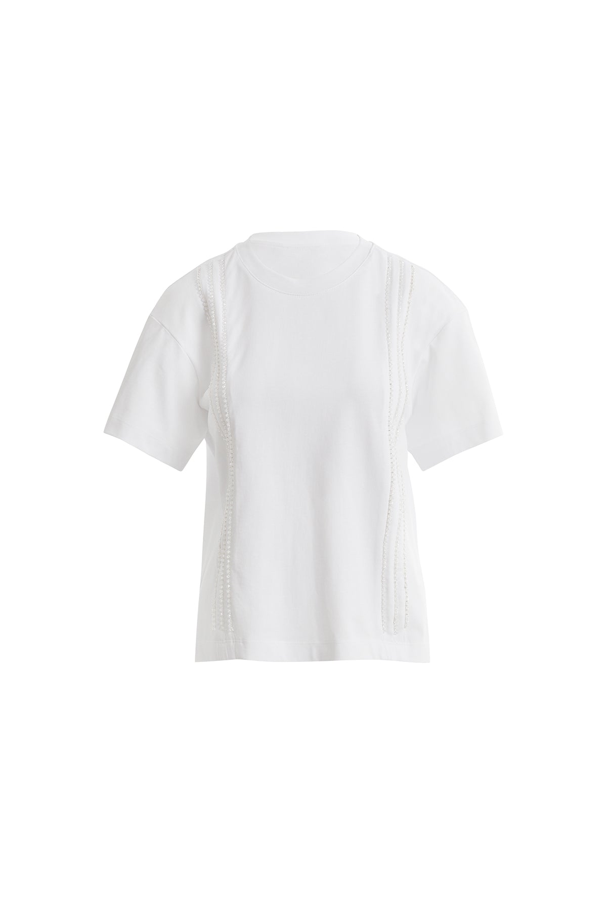 White T-Shirt with Front Stripe Detail