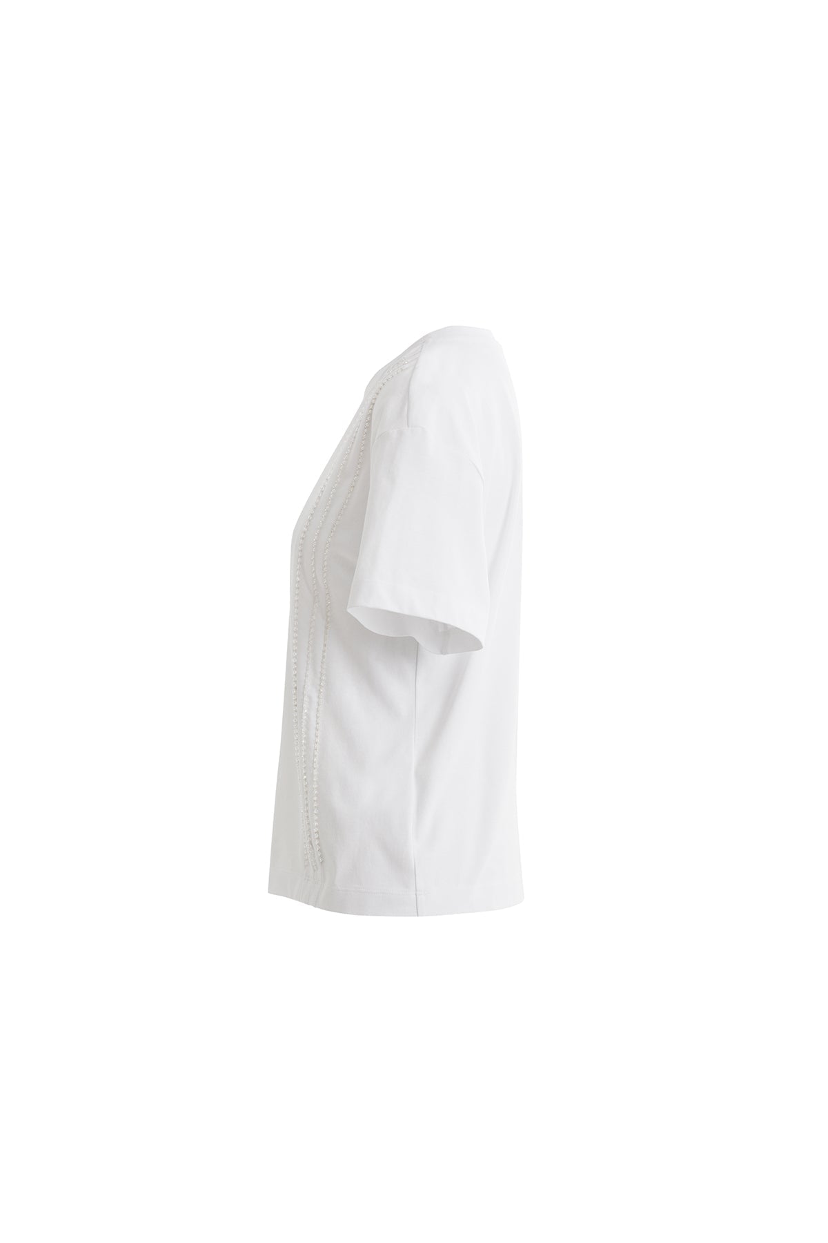 White T-Shirt with Front Stripe Detail