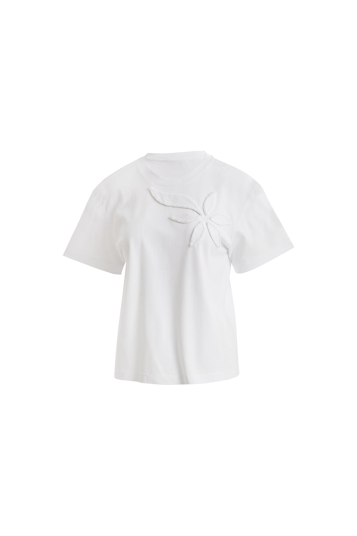 White Beaded Short-Sleeved T-Shirt