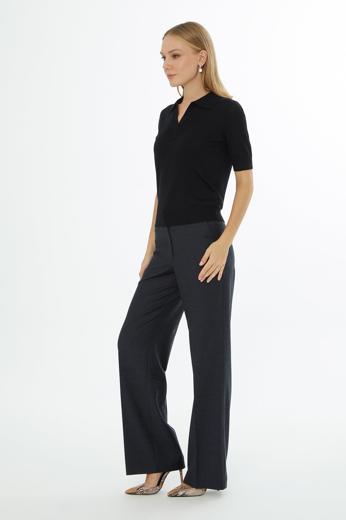 Black Sweater with Trumpet Sleeves
