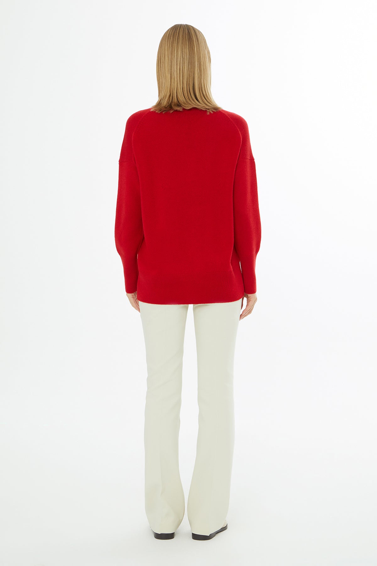 Red Long-Sleeve Round-Neck Sweater