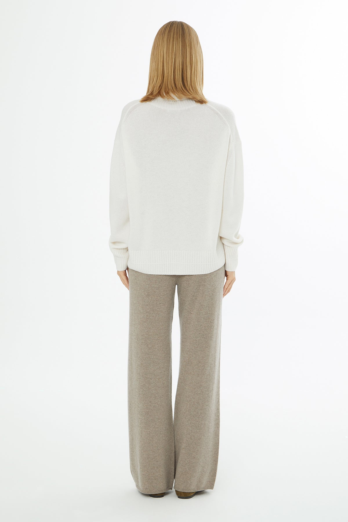 Ecru Long-Sleeve Turtleneck Sweater
